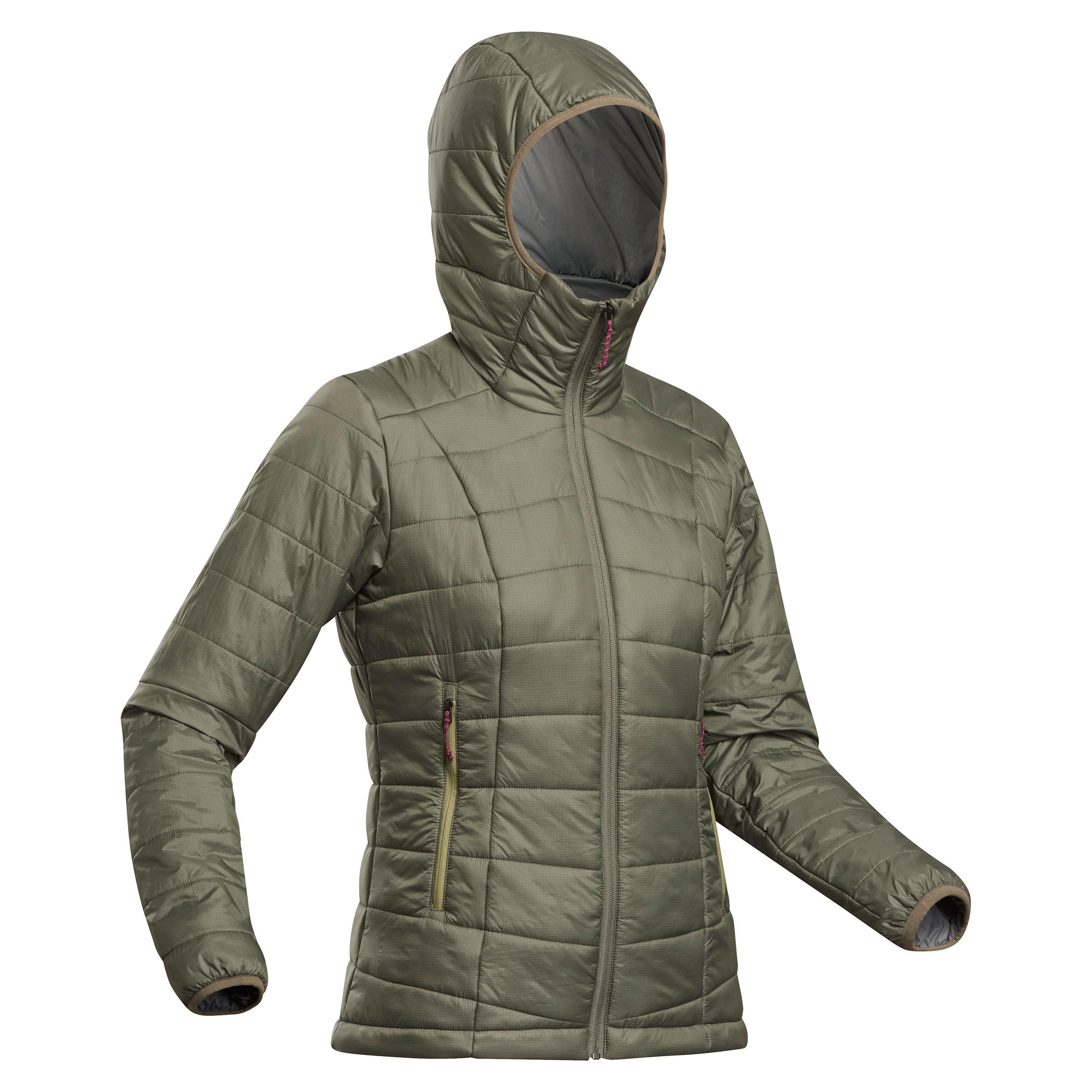 Forclaz Wattierte Jacke Bergtrekking MT100 Kapuze Komfort bis -5 °C Damen schwarz