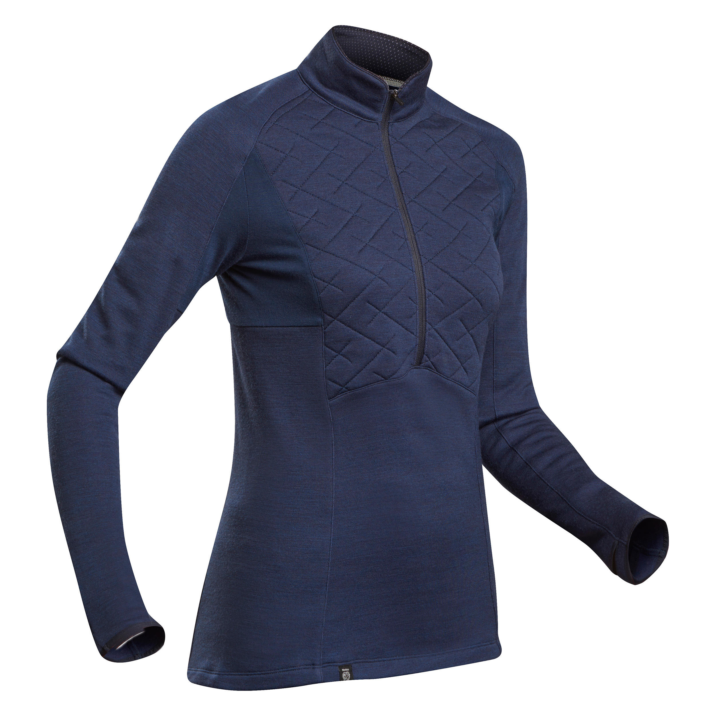 Forclaz Merinoshirt Trekking MT900 langarm Kragen Zip Damen