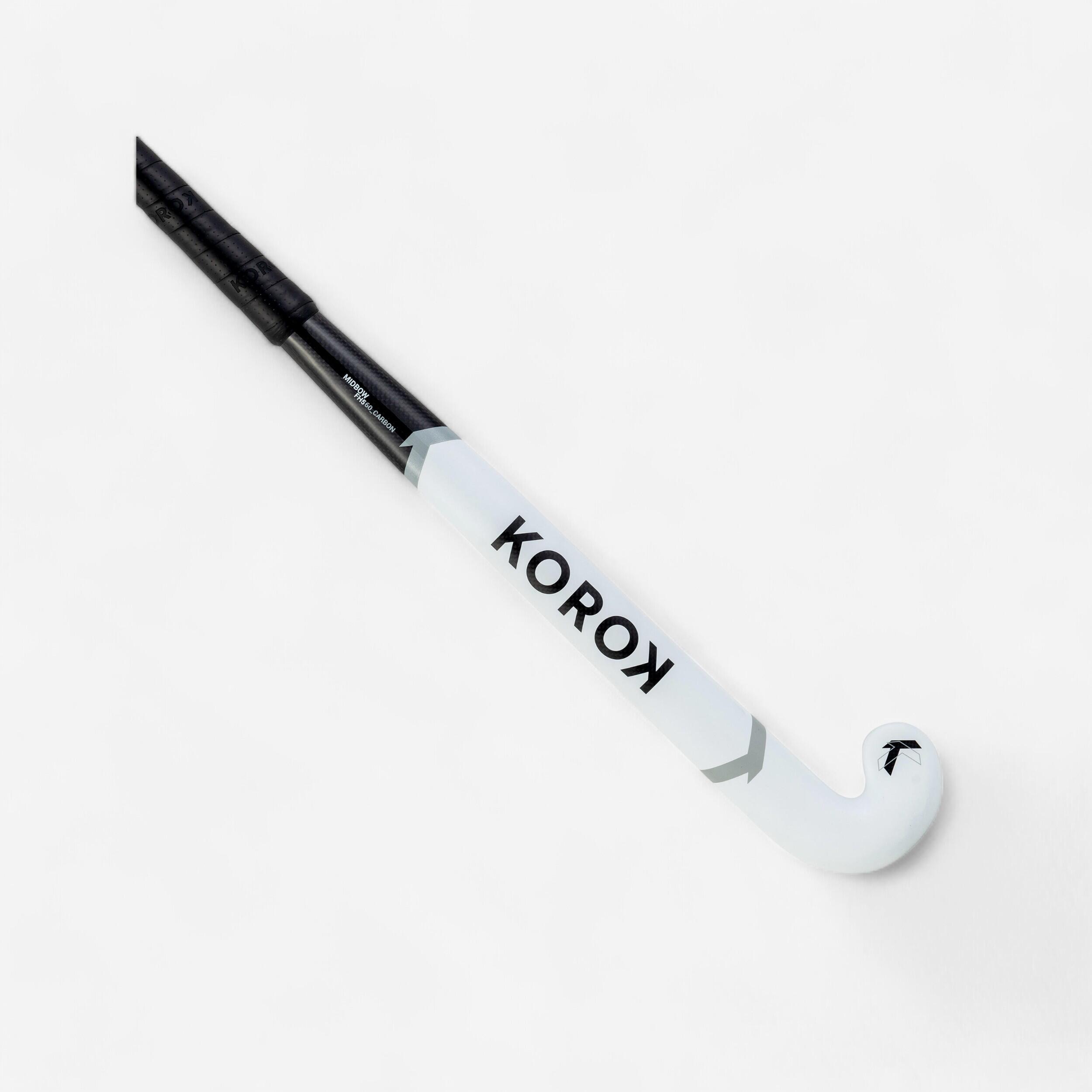 Korok Feldhockeyschläger FH560 Fortgeschrittene MidBow 60% Carbon Erw. weiss/grau