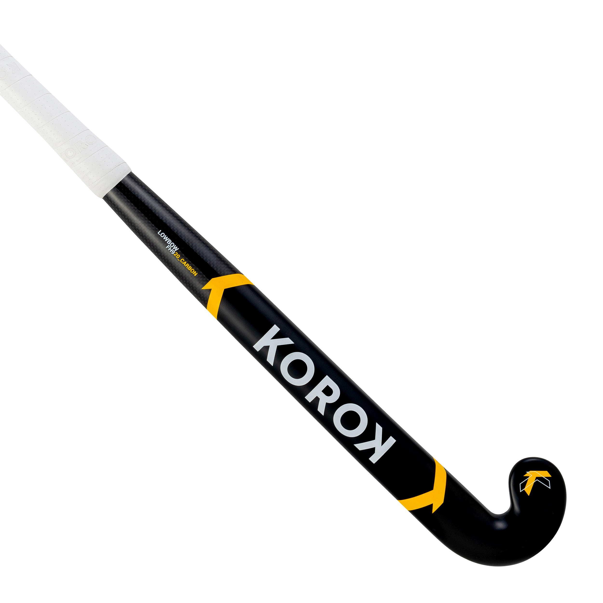 Korok Feldhockeyschläger FH920 mit 20% Carbon Low Bow Jugendliche schwarz/gelb