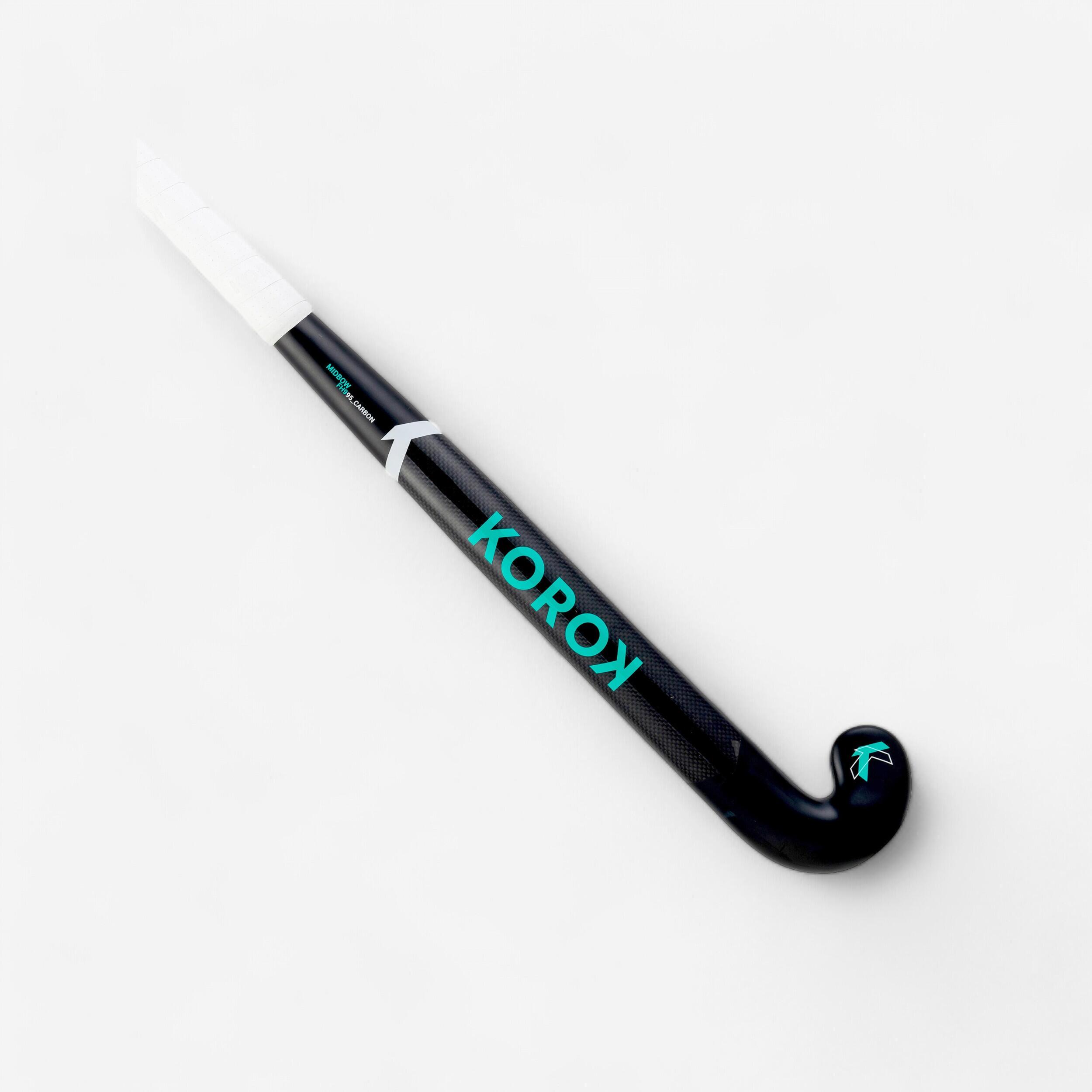Korok Feldhockeyschläger FH995 Mid Bow 95% Carbon Erwachsene schwarz/türkis