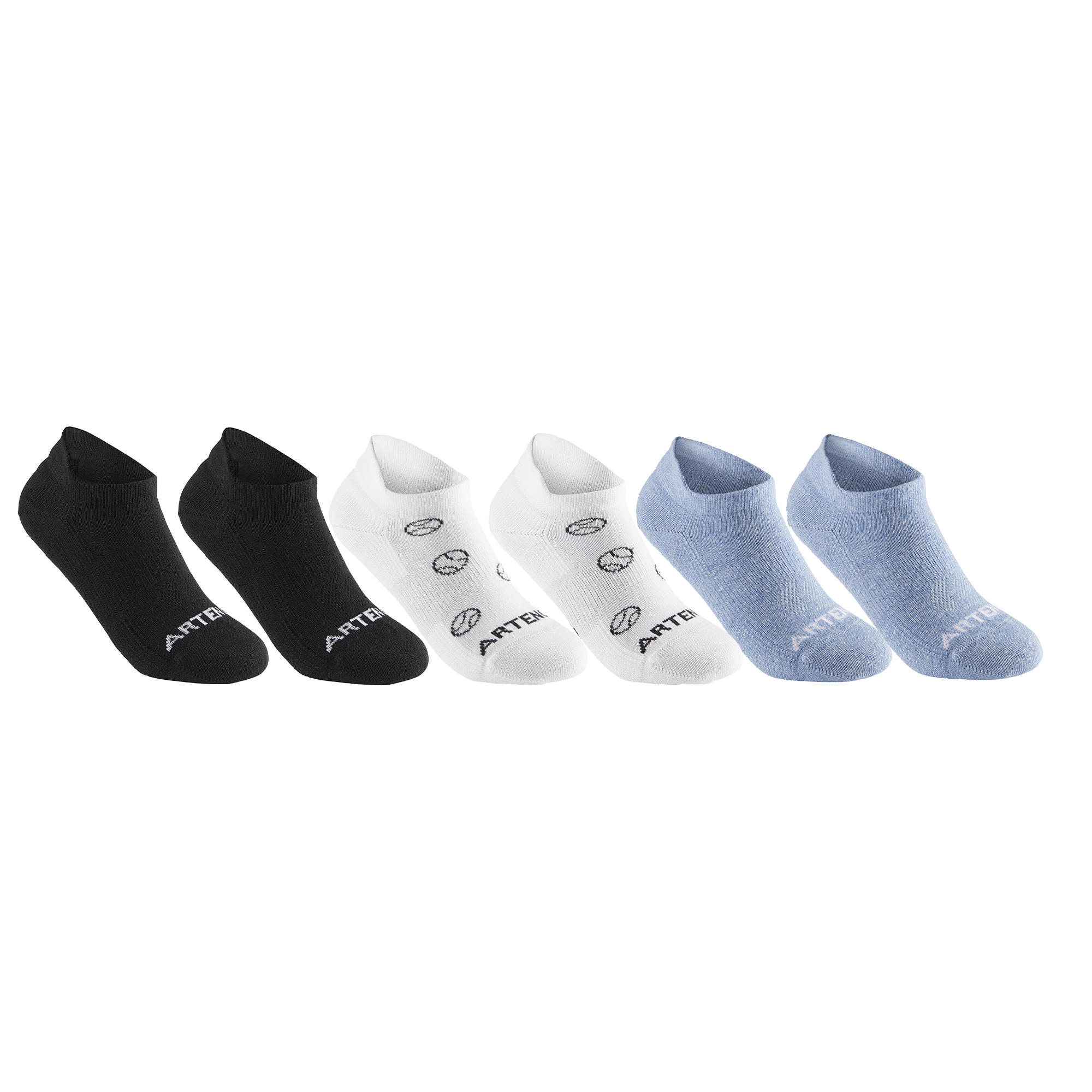 Artengo Tennissocken Low 6er-Pack Kinder - RS 160 schwarz/weiss/blau