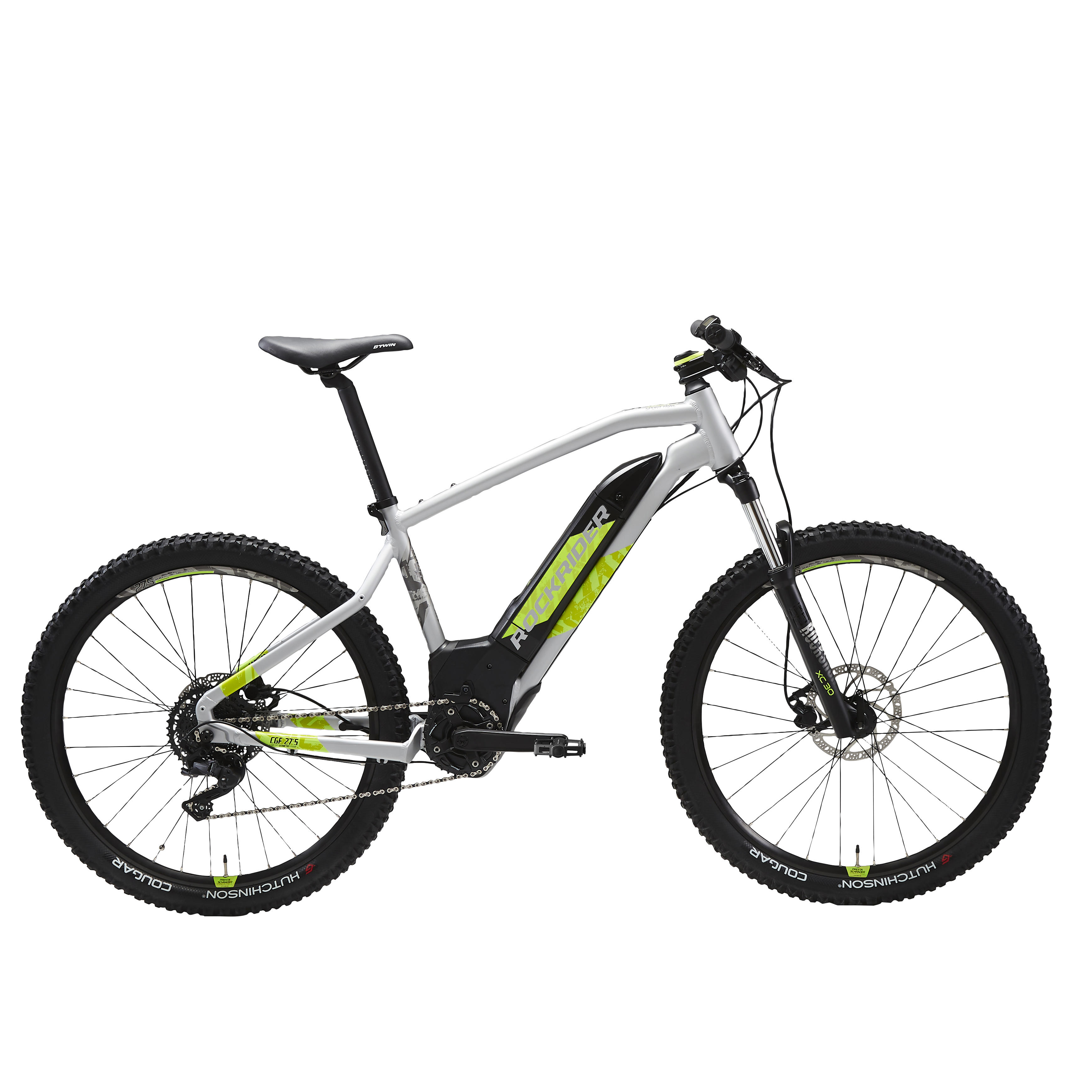 Rockrider Mountainbike E-ST 520 27,5 Zoll grau/gelb