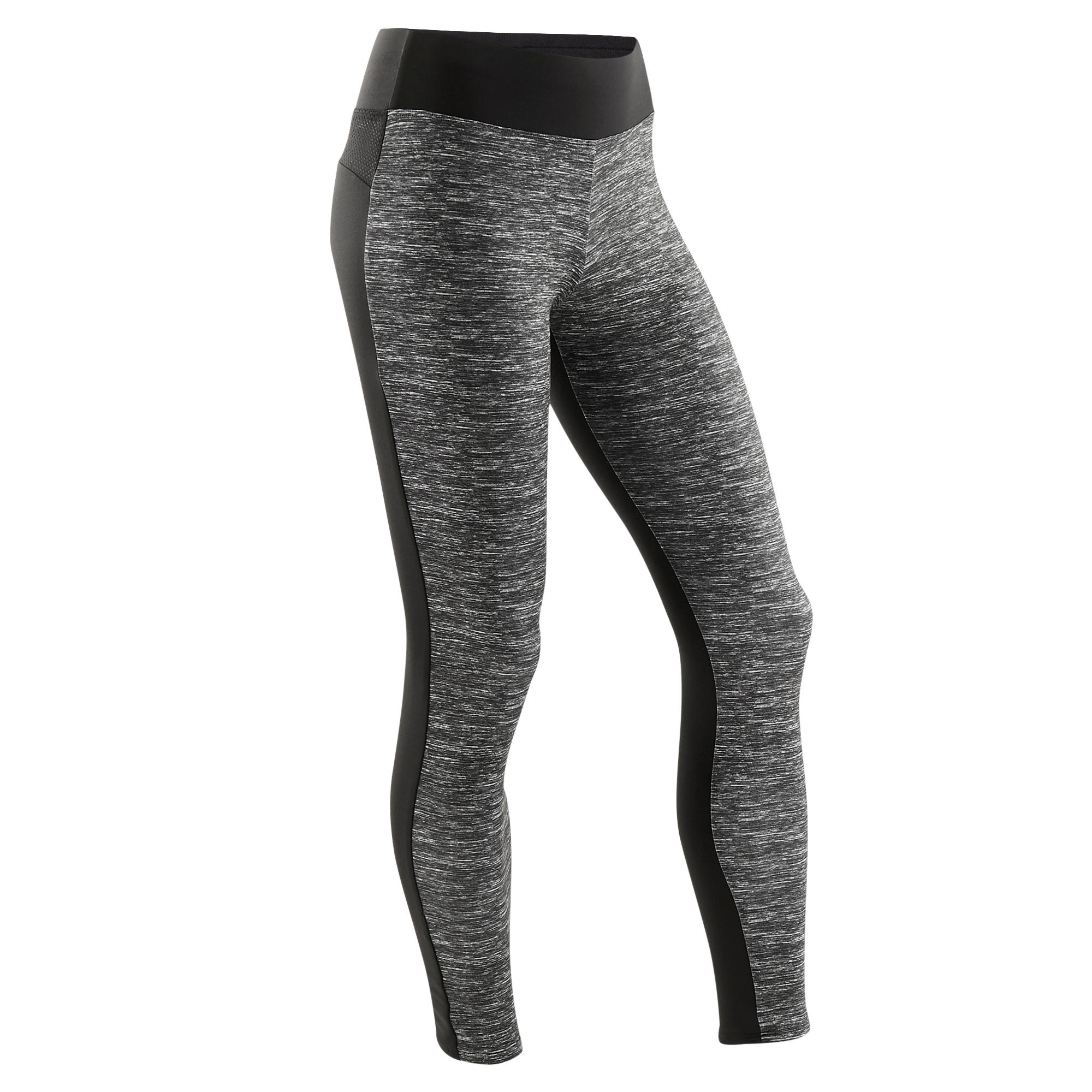 Domyos Leggings warm Kinder schwarz mit Print