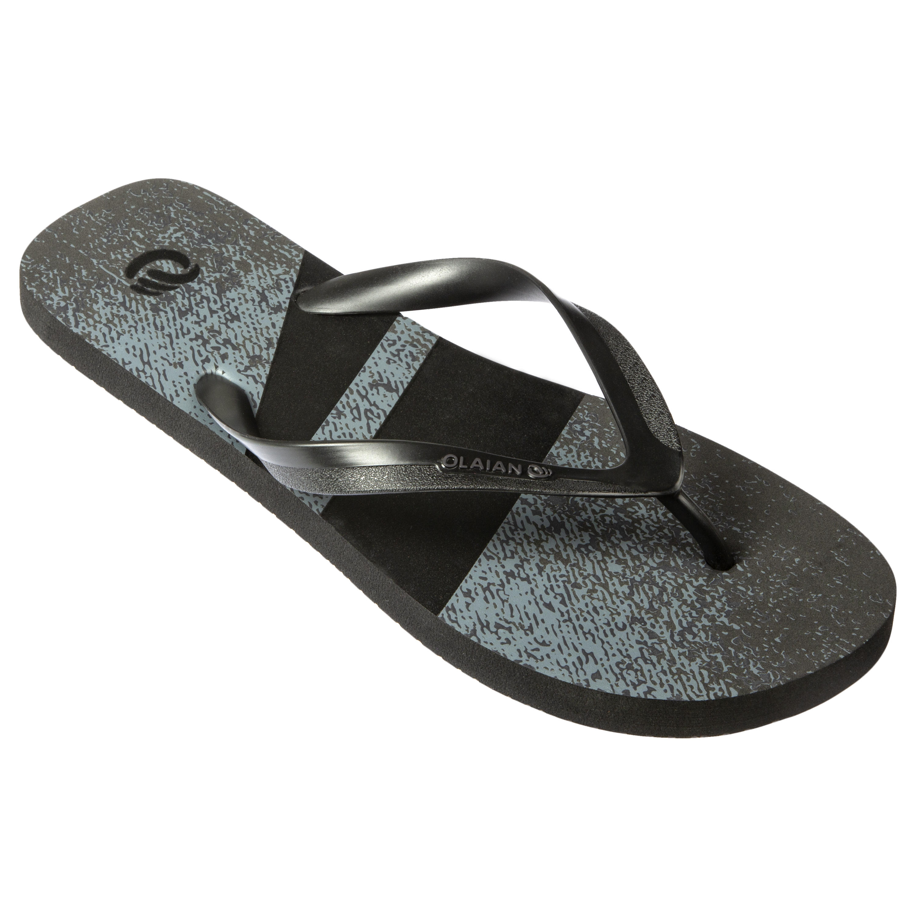 Olaian Zehensandalen Herren 120 Denim schwarz/grau