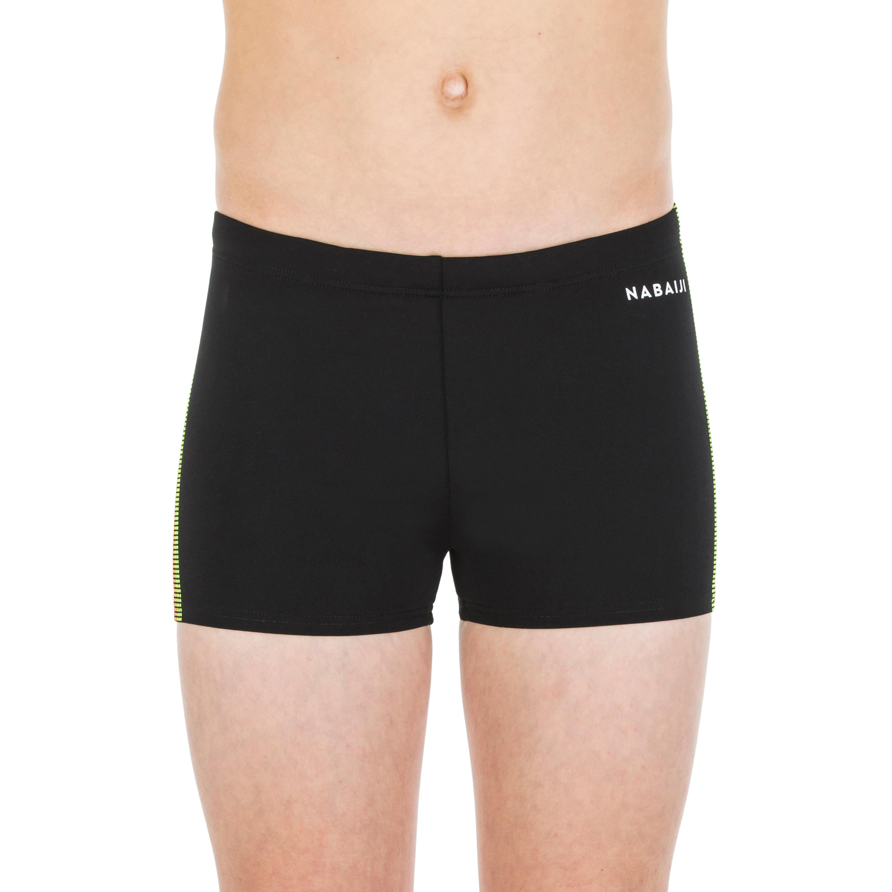 Nabaiji Badehose Boxer Fitib Kinder marineblau/neongrün