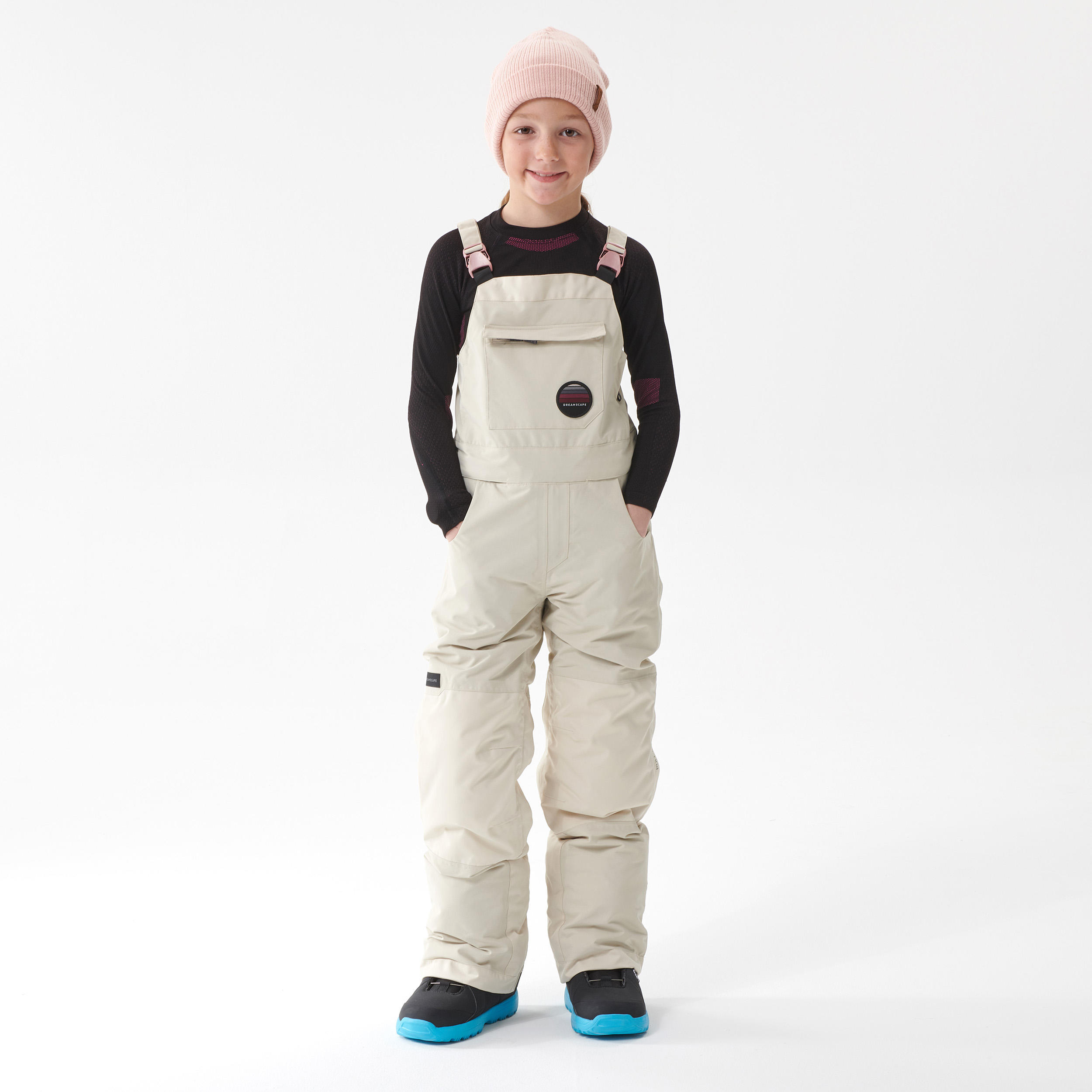 Dreamscape Snowbardhose Latzhose Mädchen - Bib 500 robust beige