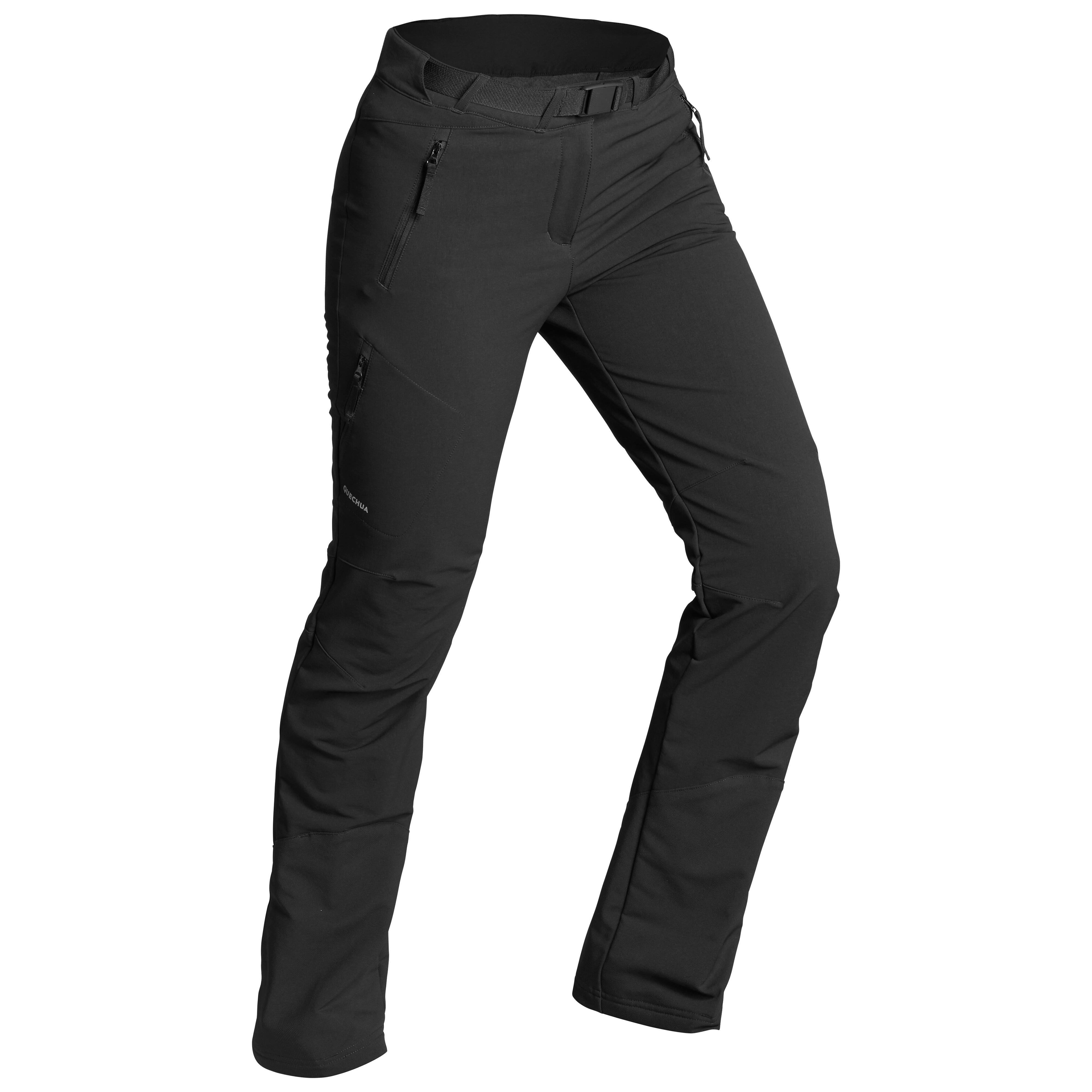 Quechua Softshellhose Winterwandern SH500 X-Warm Wasserabweisend Stretch Damen schwarz