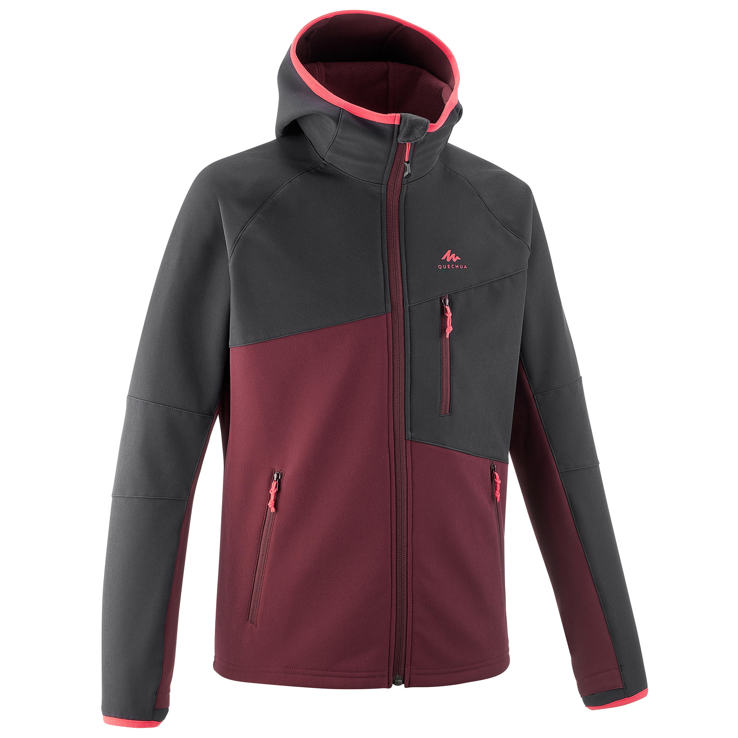 Quechua Softshelljacke Wandern MH500 Kinder Gr. 122-170 schwarz/bordeaux