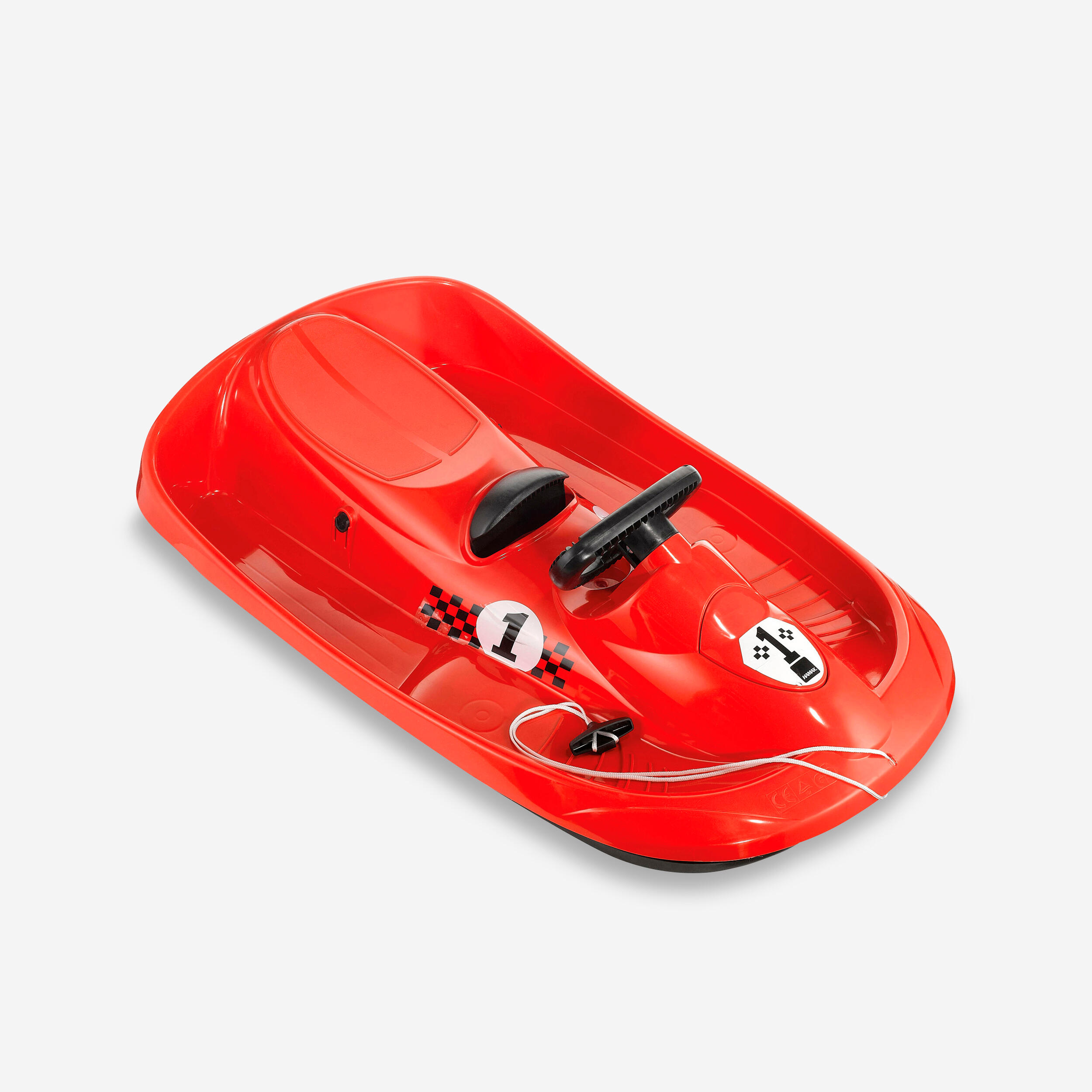 Hamax Schlitten Kinder - Snow Formel mit Bremse und Lenkrad rot