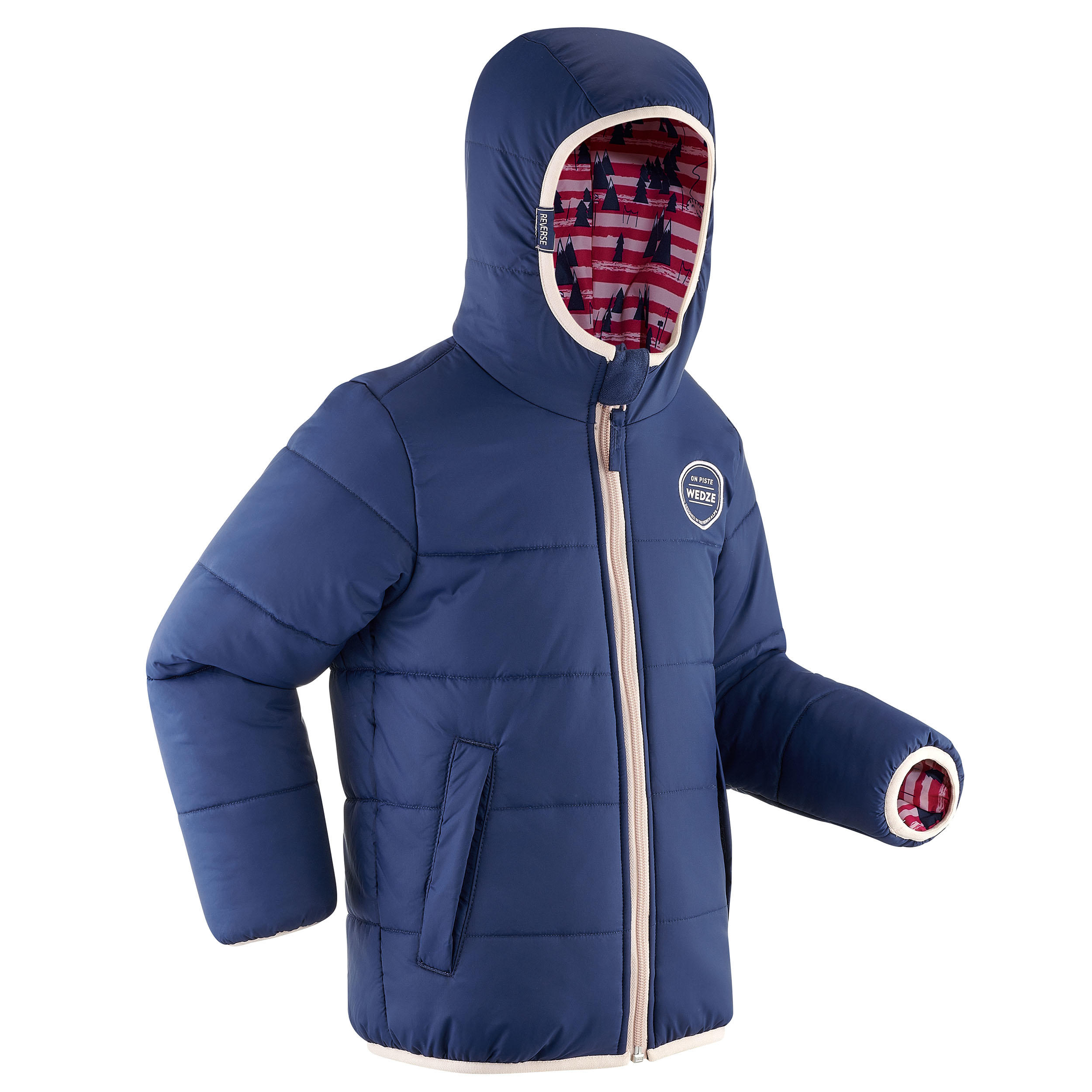 Wedze Skijacke 100 warm wasserdicht wendbar Kinder blau/rosa