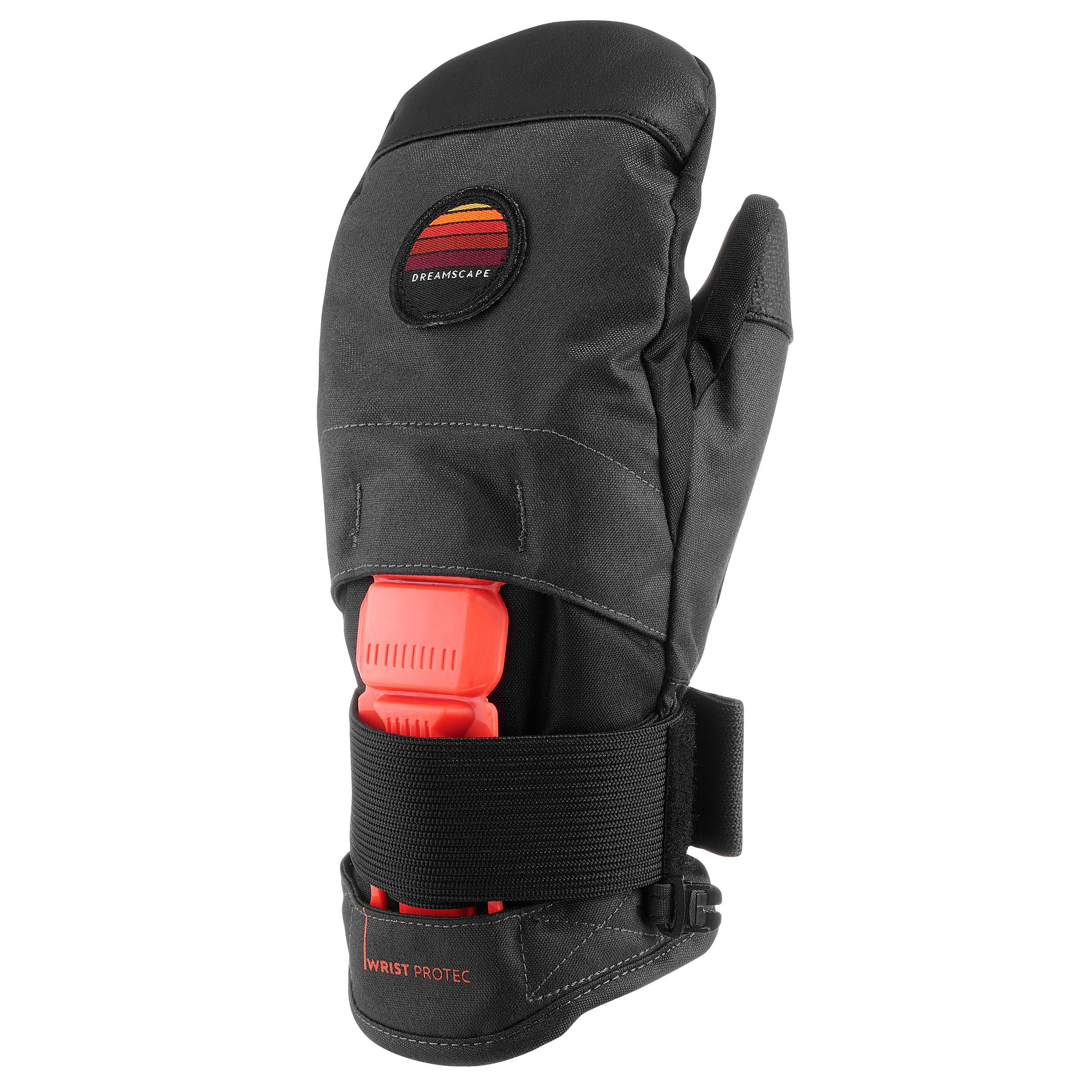 Dreamscape Snowboardhandschuhe Fäustlinge Kinder - MI 500 JR Protect schwarz/orange