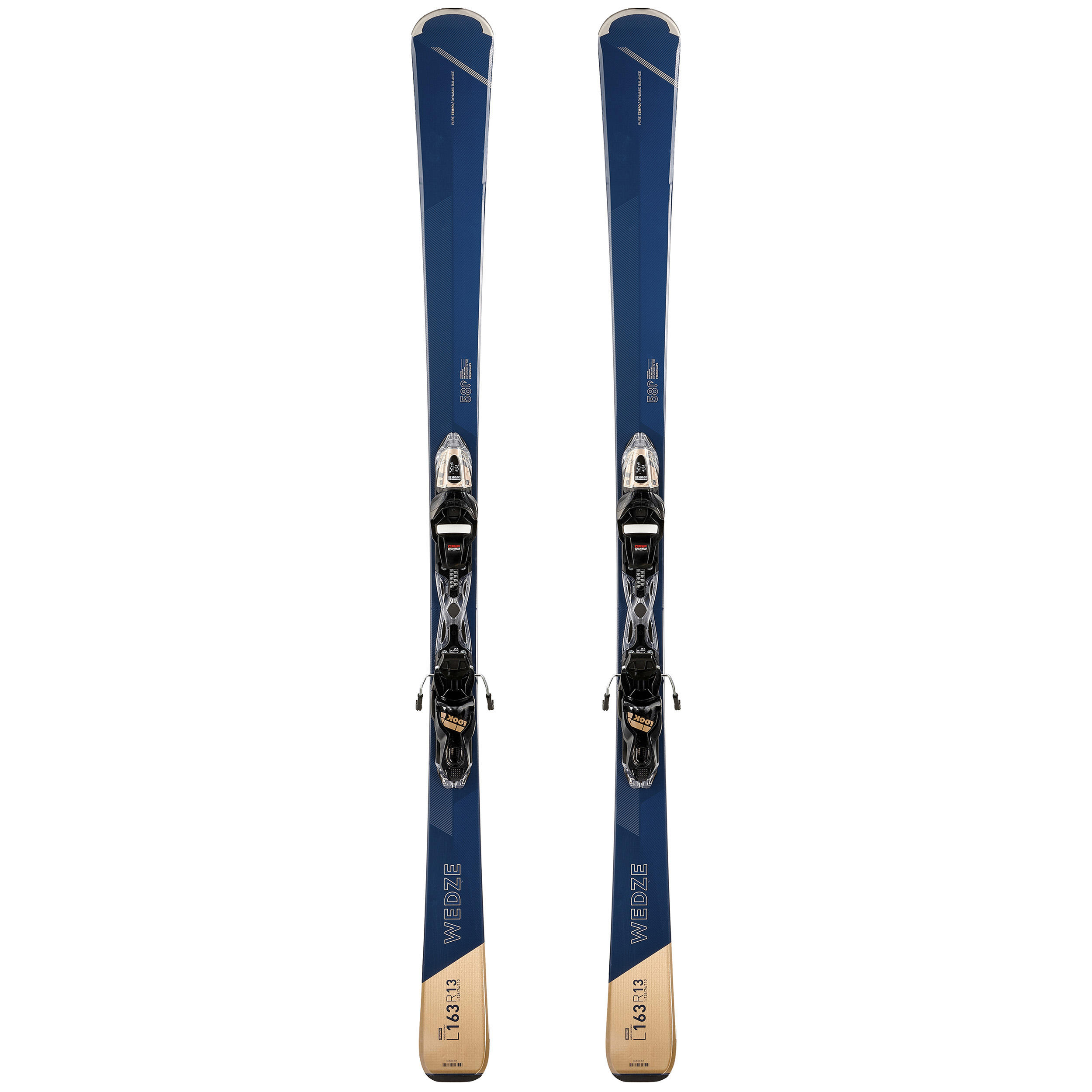 Wedze Ski Damen mit Bindung Alpin - Boost 580 marineblau