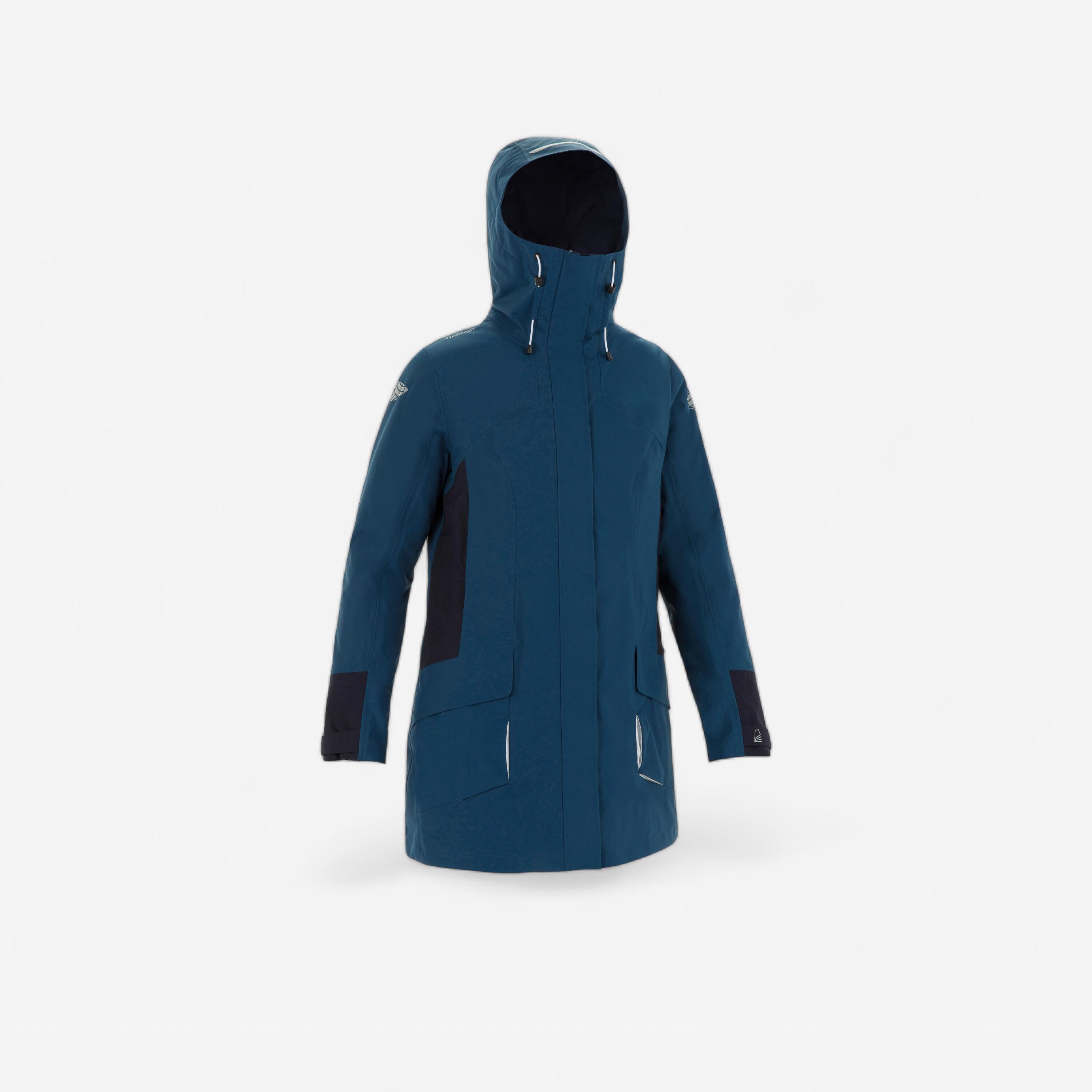 Tribord Regenjacke Parka Segeln Damen 500 wasserdicht blau