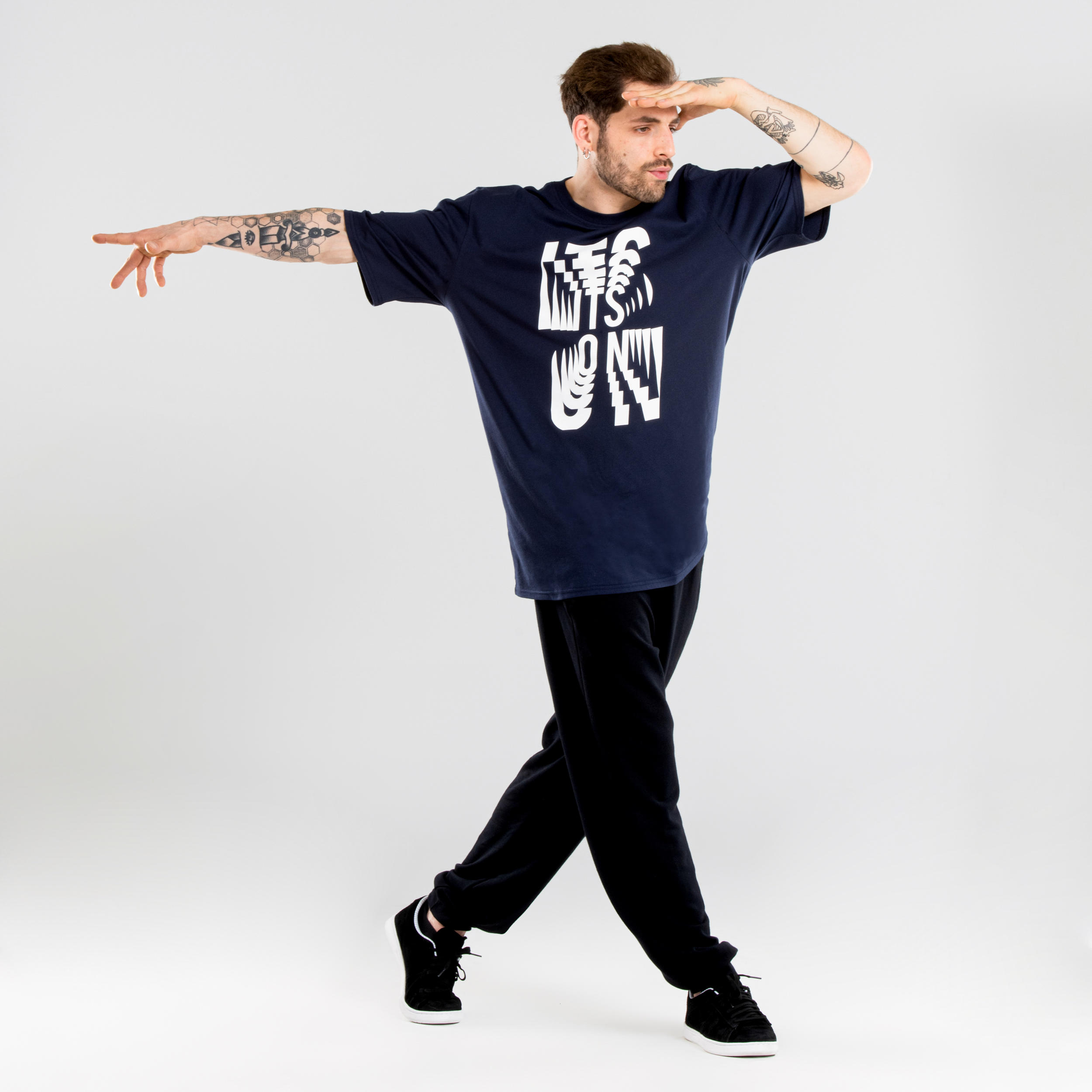 Starever Tanzshirt Urban Dance Herren schwarz/weiss mit Print