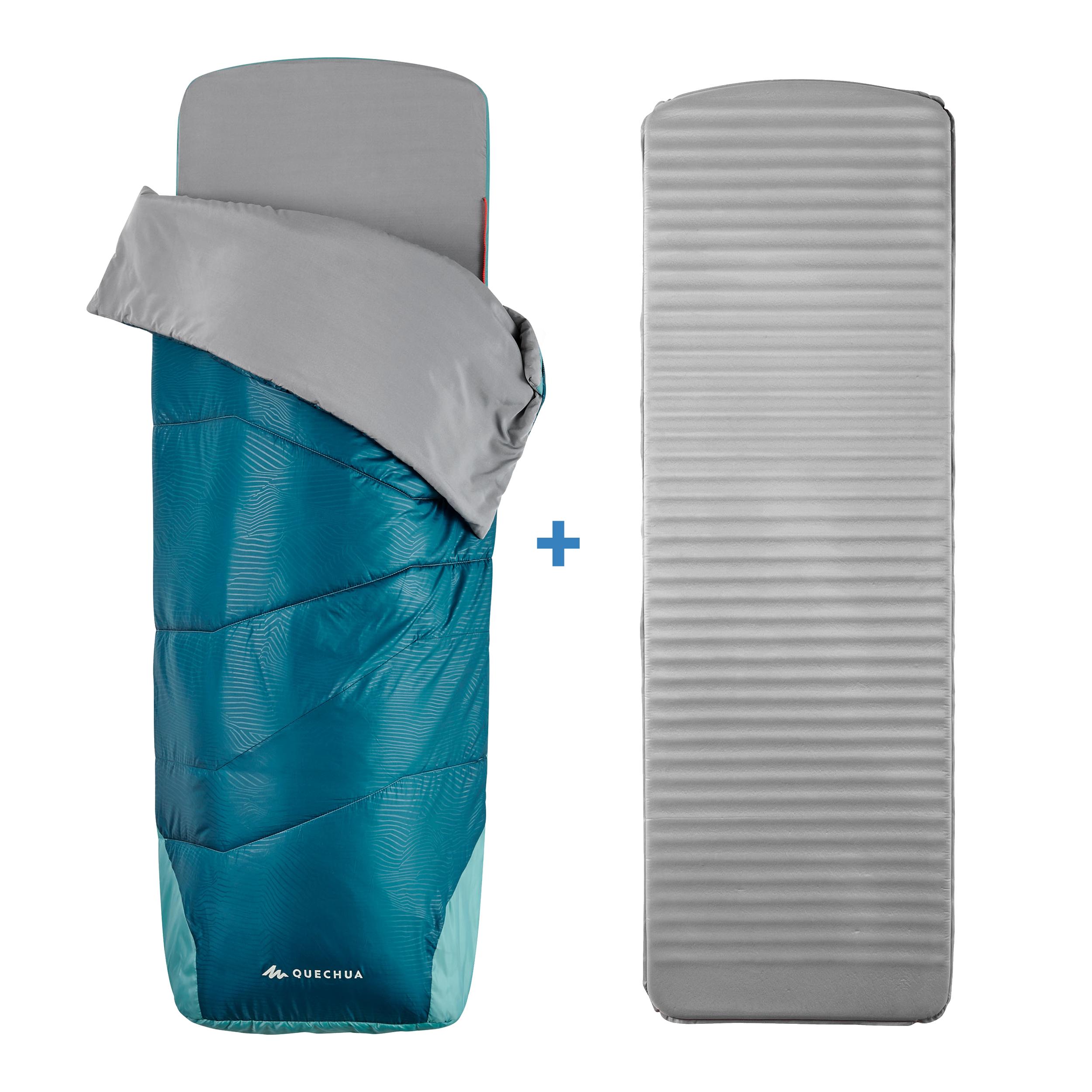 Quechua Schlafsack Camping 2-in-1 Sleepin Bed MH500 15 °C in Gr. L blau