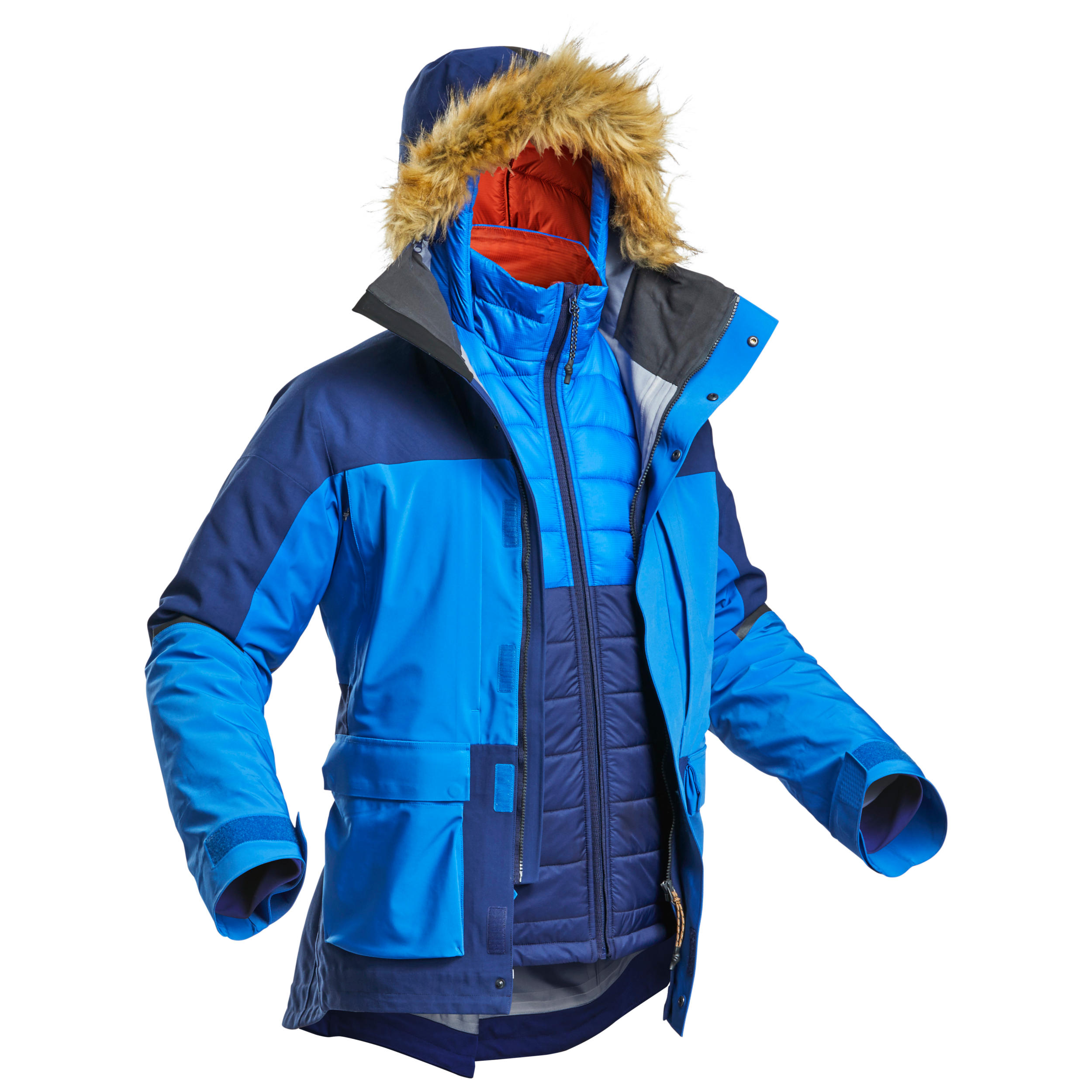 Forclaz 3-in-1-Parka Jacke Trekking Arctic 900 wasserdicht vielseitig Herren