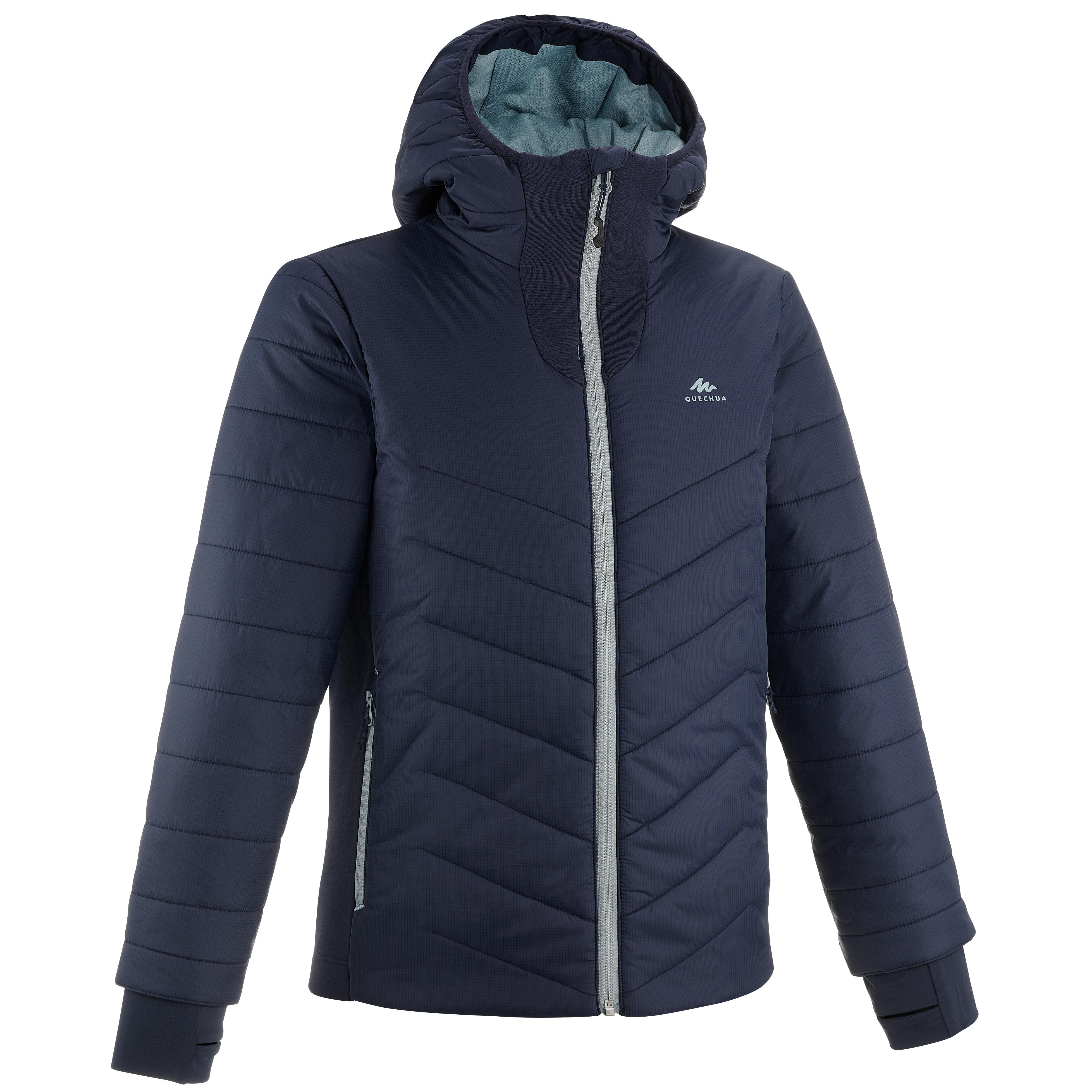 Quechua Wattierte Jacke Wandern Hybrid Kinder Gr. 122–170 grau/dunkelblau