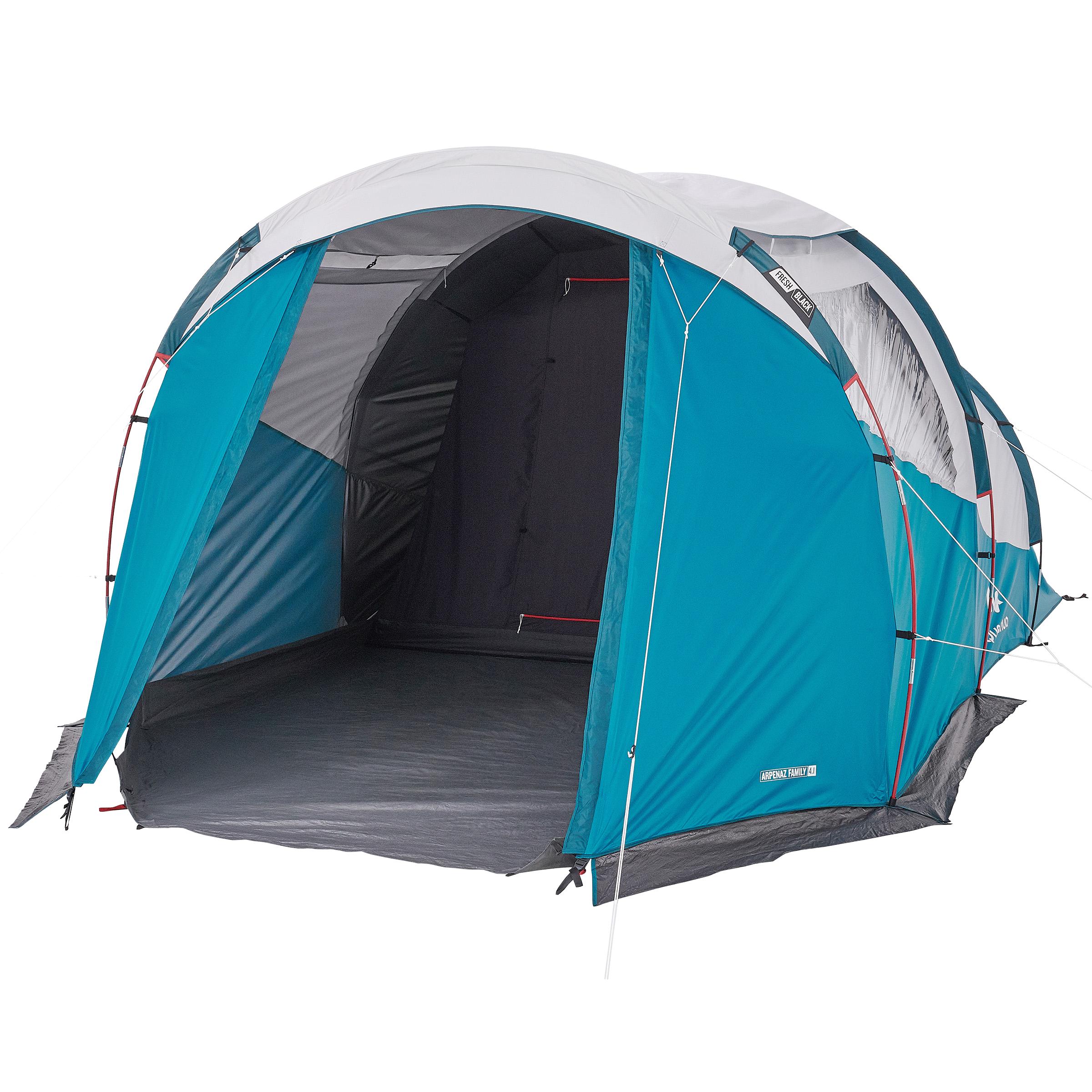 Quechua Familienzelt Stangenaufbau Fresh & Black - Arpenaz 4.1 für 4 Personen 1 Kabine