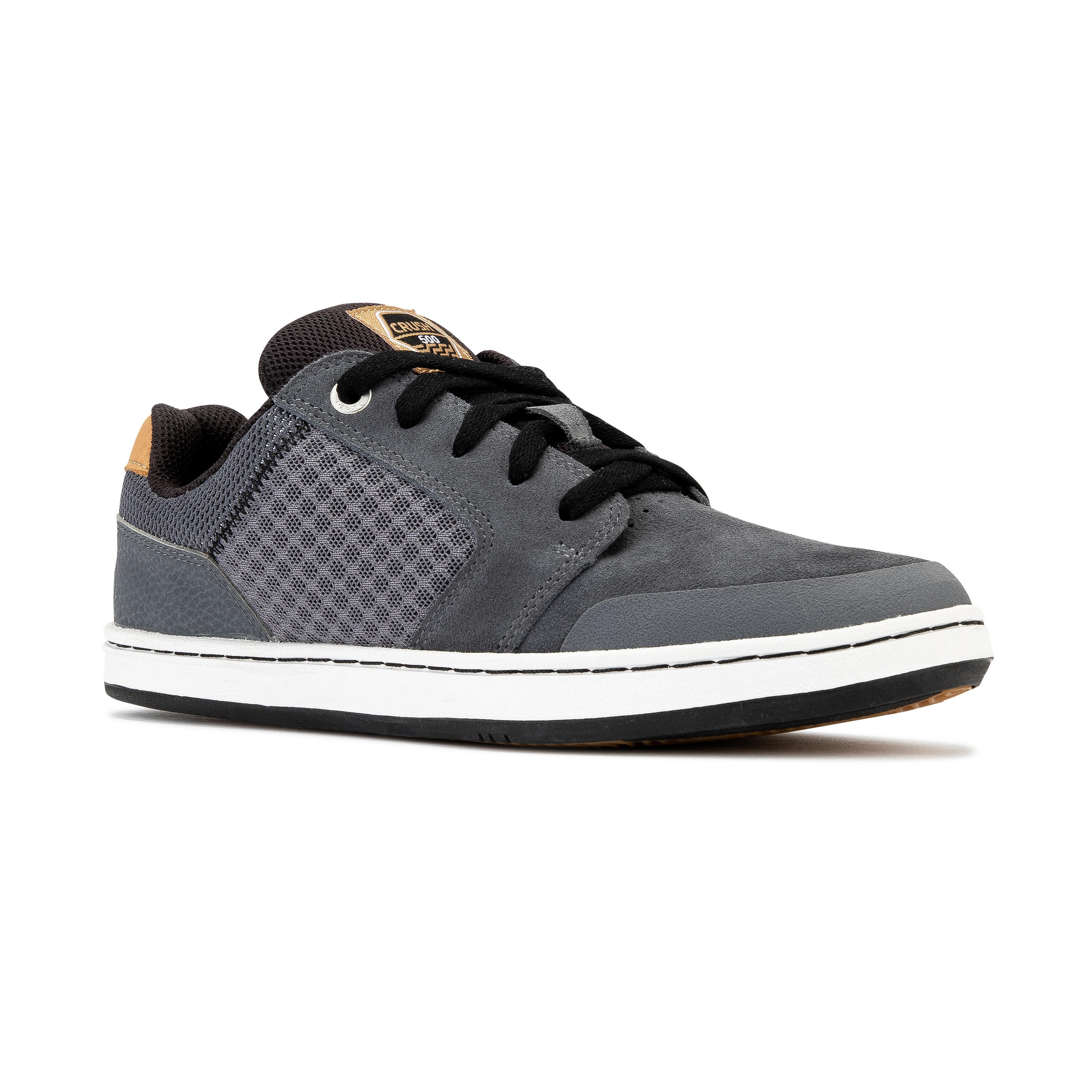 Oxelo Skateschuh Sneaker Crush 500 Kinder schwarz mit Gummisohle