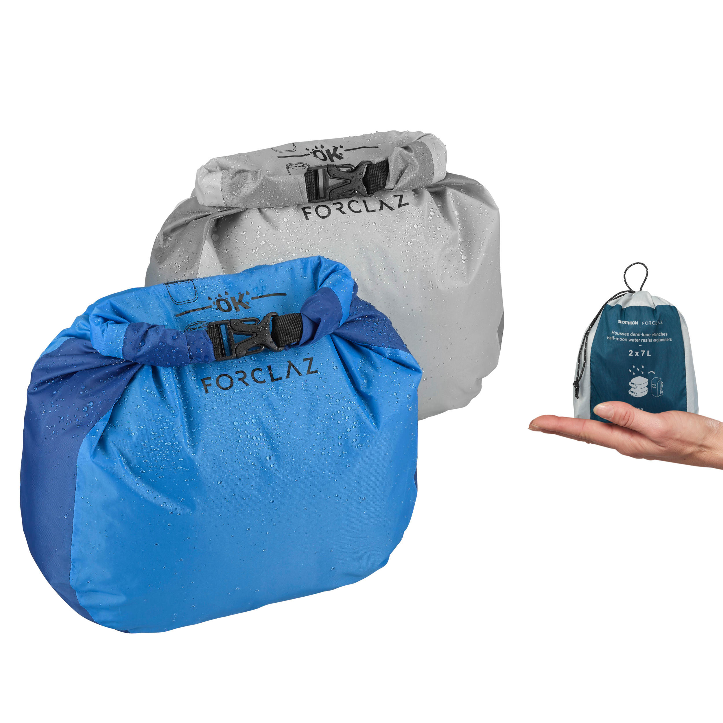 Forclaz Wasserdichte Aufbewahrungsbeutel Halbmond Trekking 2×7 L 2er-Set