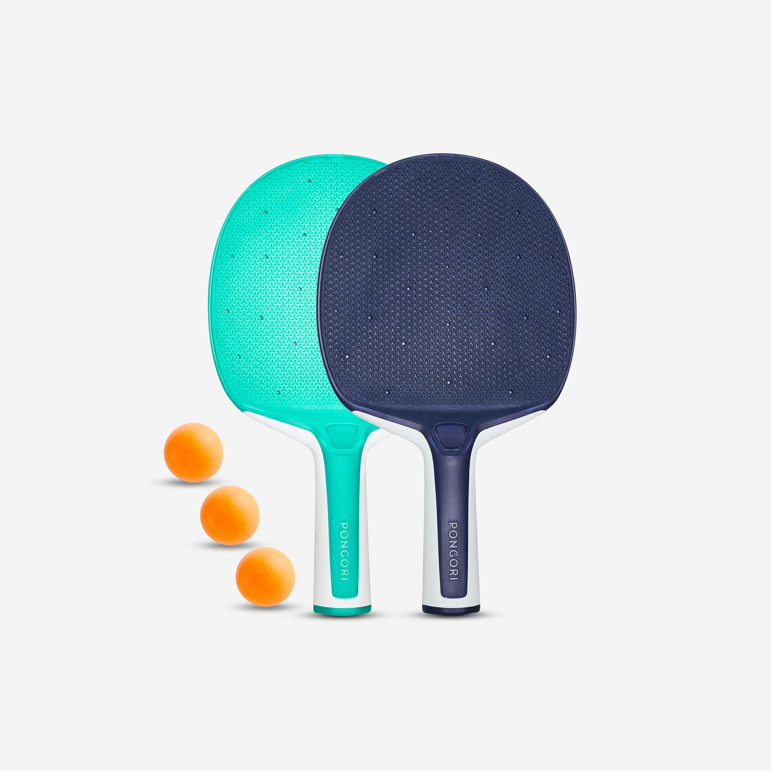 Pongori Tischtennis-Set 2 robuste Schläger PPR 130 O und 3 Bälle
