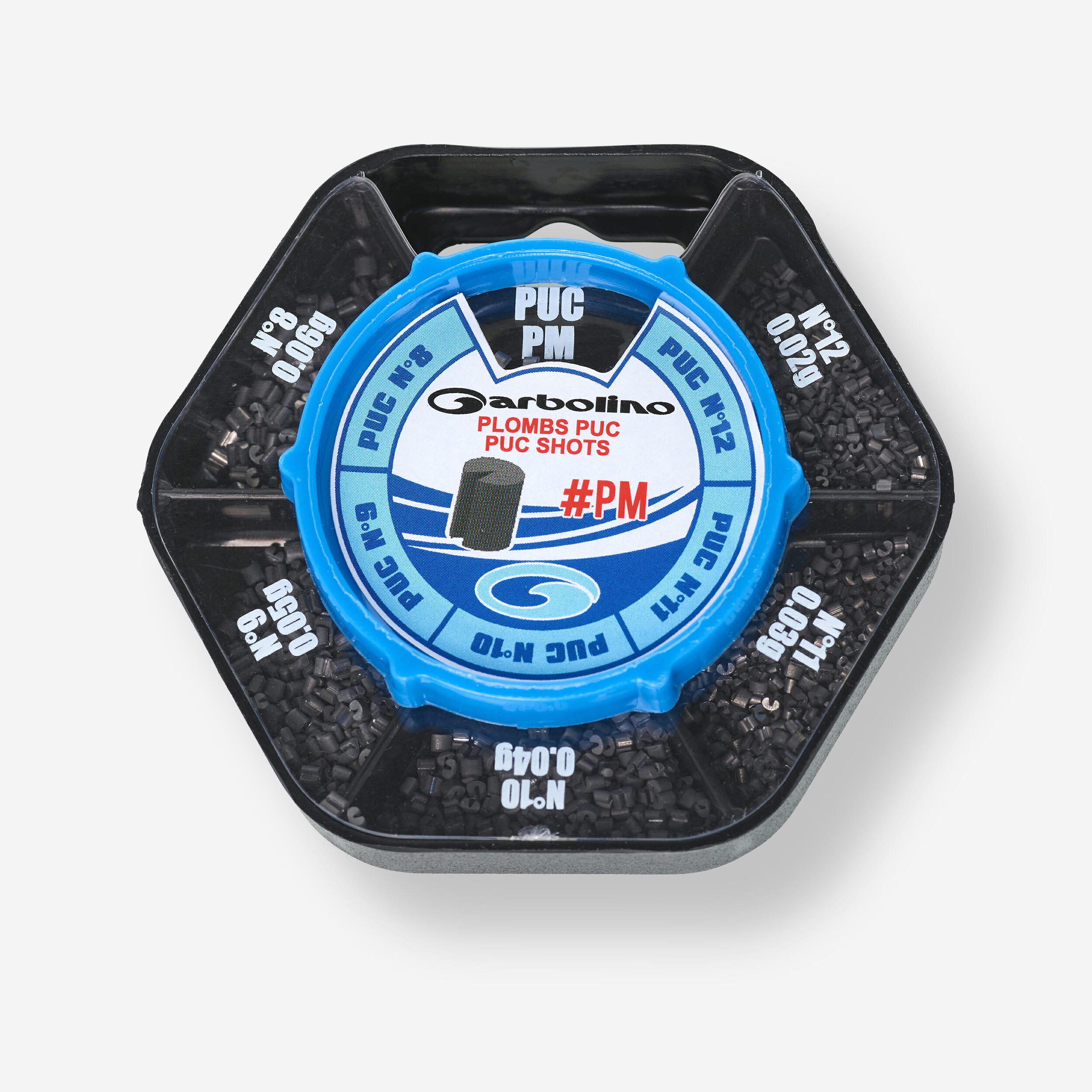 Garbolino Klemmbleibox mit 5 Fächern zylindrische Bleie PUC Nr. 8 bis Nr. 12