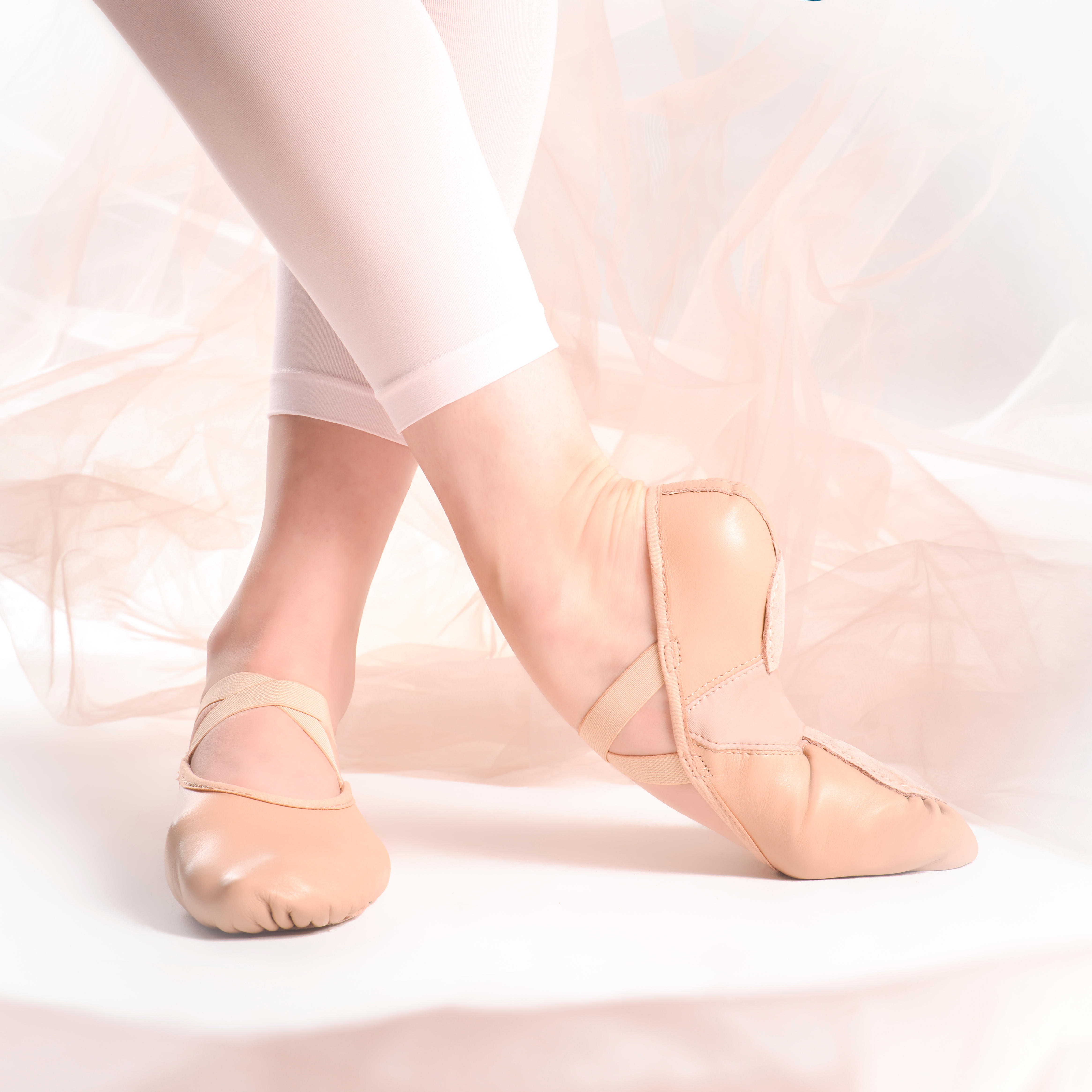 Starever Ballettschuhe Halbspitze geteilte Sohle Leder weich Gr. 28–40 beige