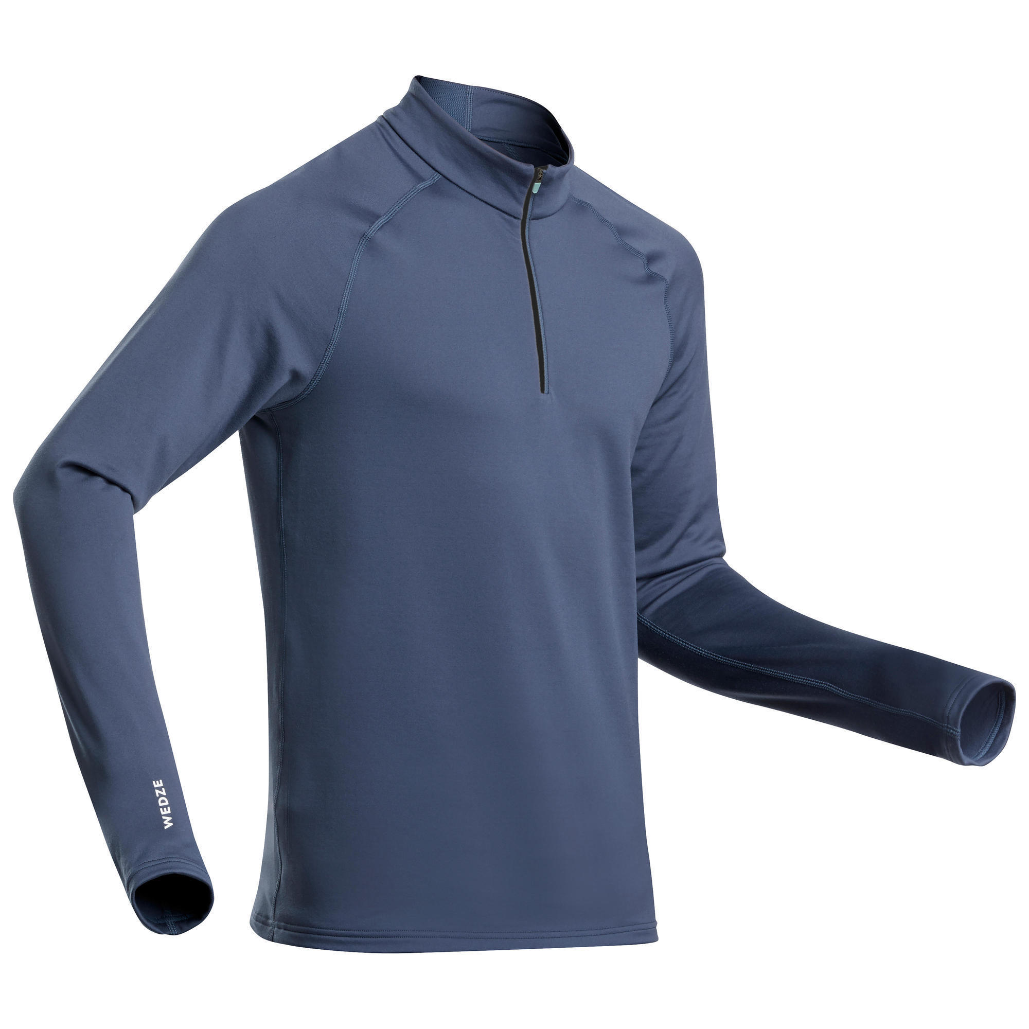 Wedze Skiunterwäsche Funktionsshirt Herren 1/2-Reissverschluss - BL 500 denimblau