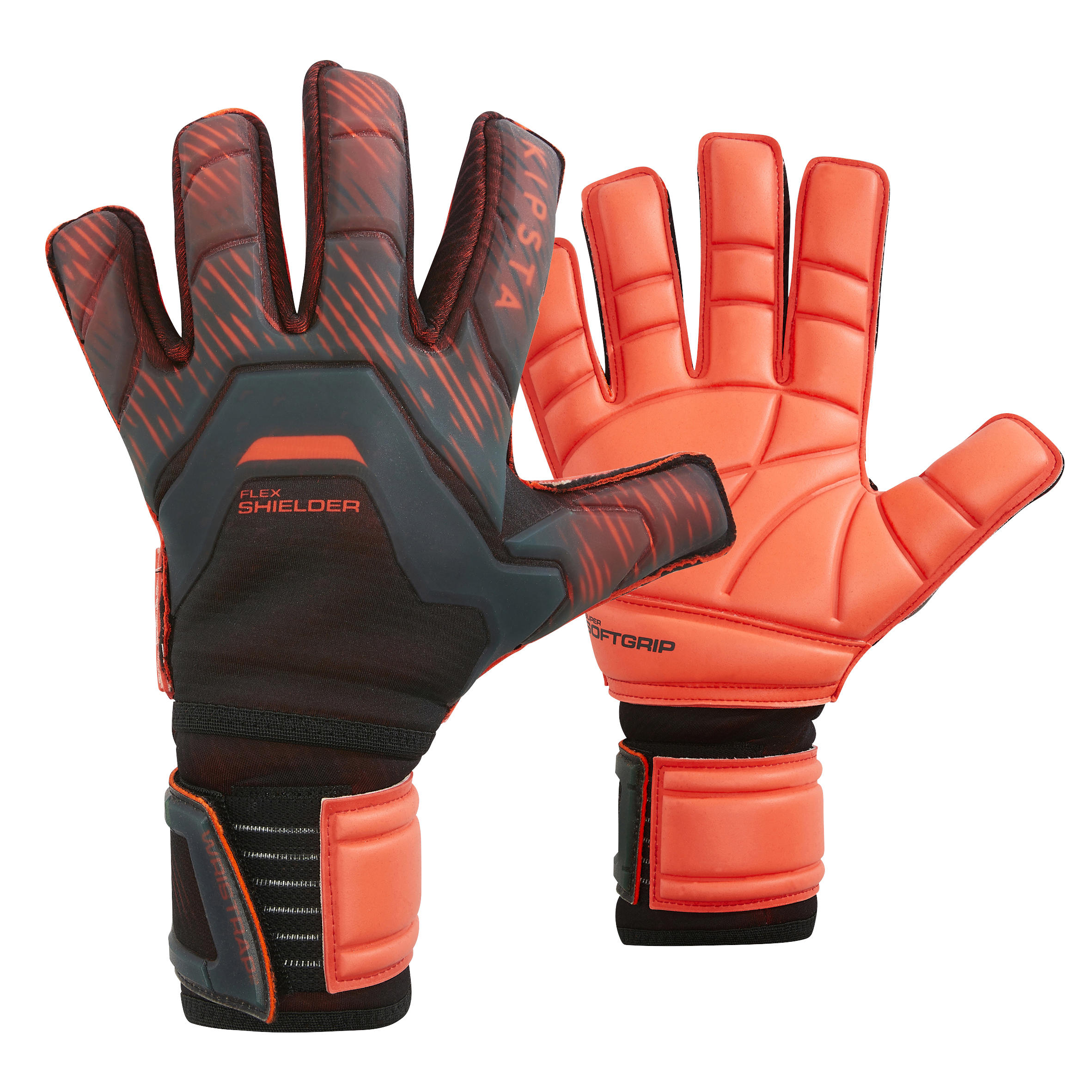 Kipsta Torwarthandschuhe F900 Flachnaht Shielder Erwachsene schwarz/rot