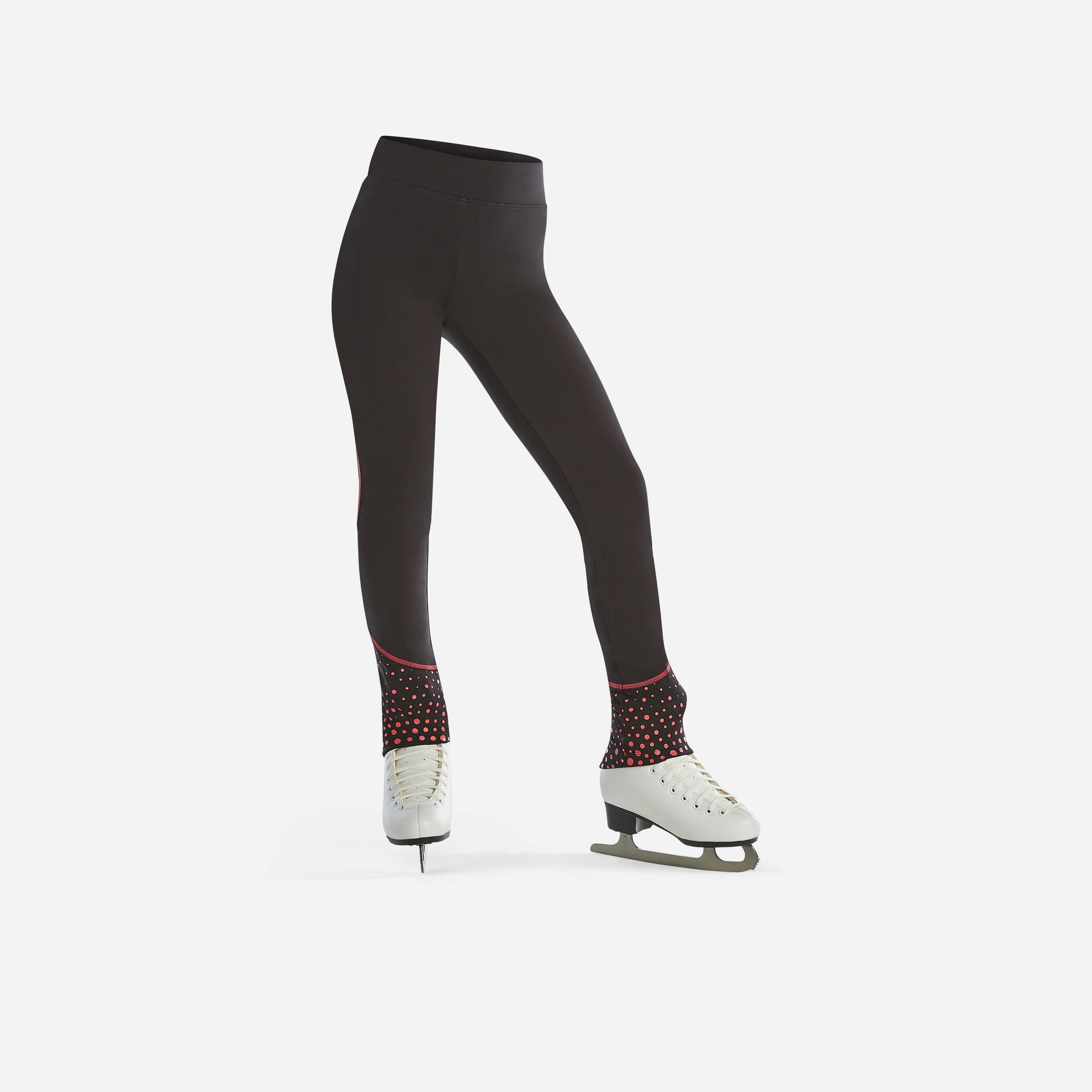Axelys Trainings-Leggings Eiskunstlauf Kinder schwarz/pink
