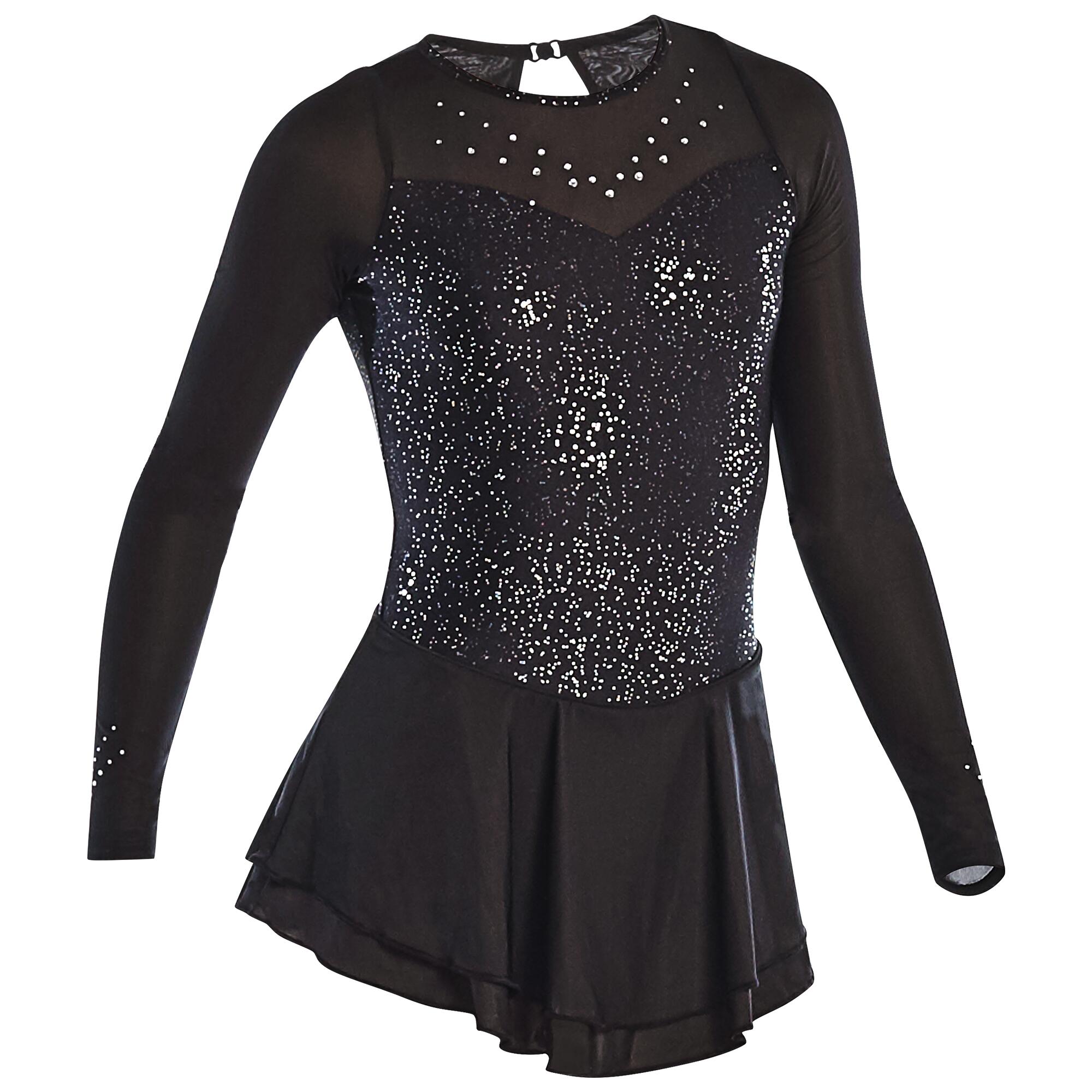 Axelys Eiskunstlaufkleid langärmlig Kinder nachtblau