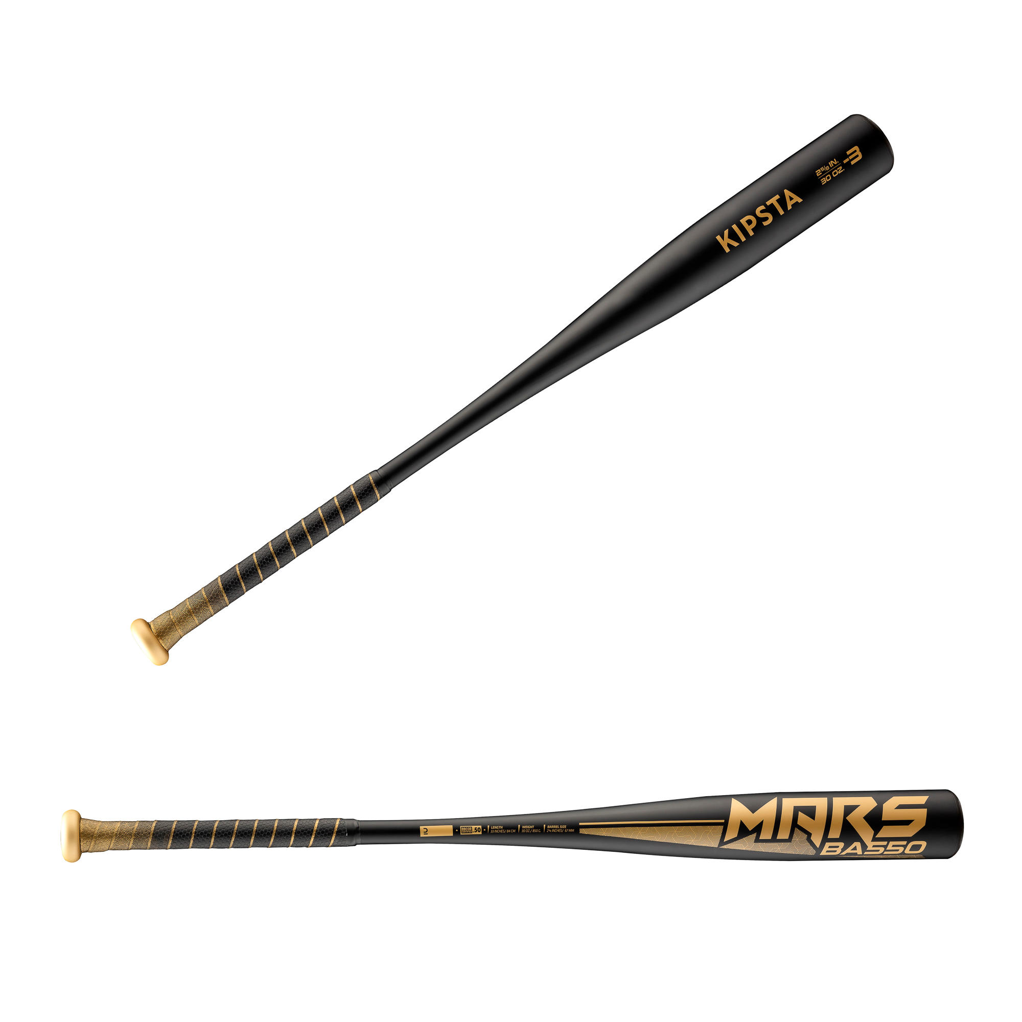 Kipsta Baseballschläger BA550 MARS -3, 2 5/8 inch Barrel Bbcor 33 inch/30 oz schwarz