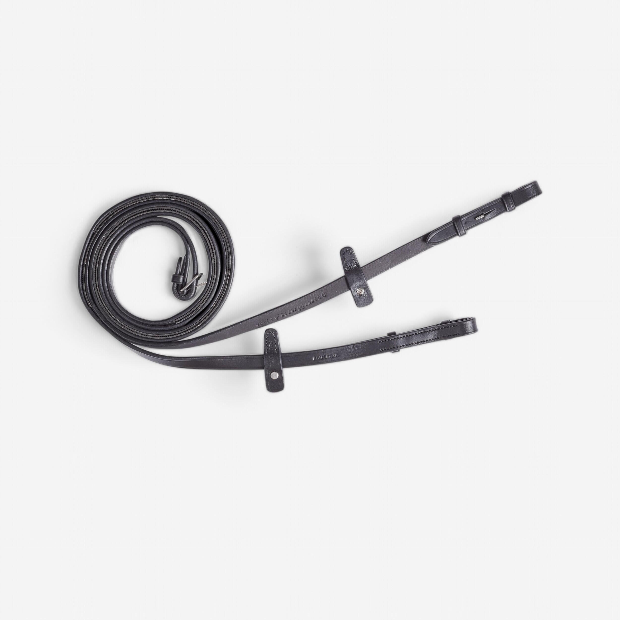 Fouganza Zügel Grip 500 Dressur Leder Pferd schwarz