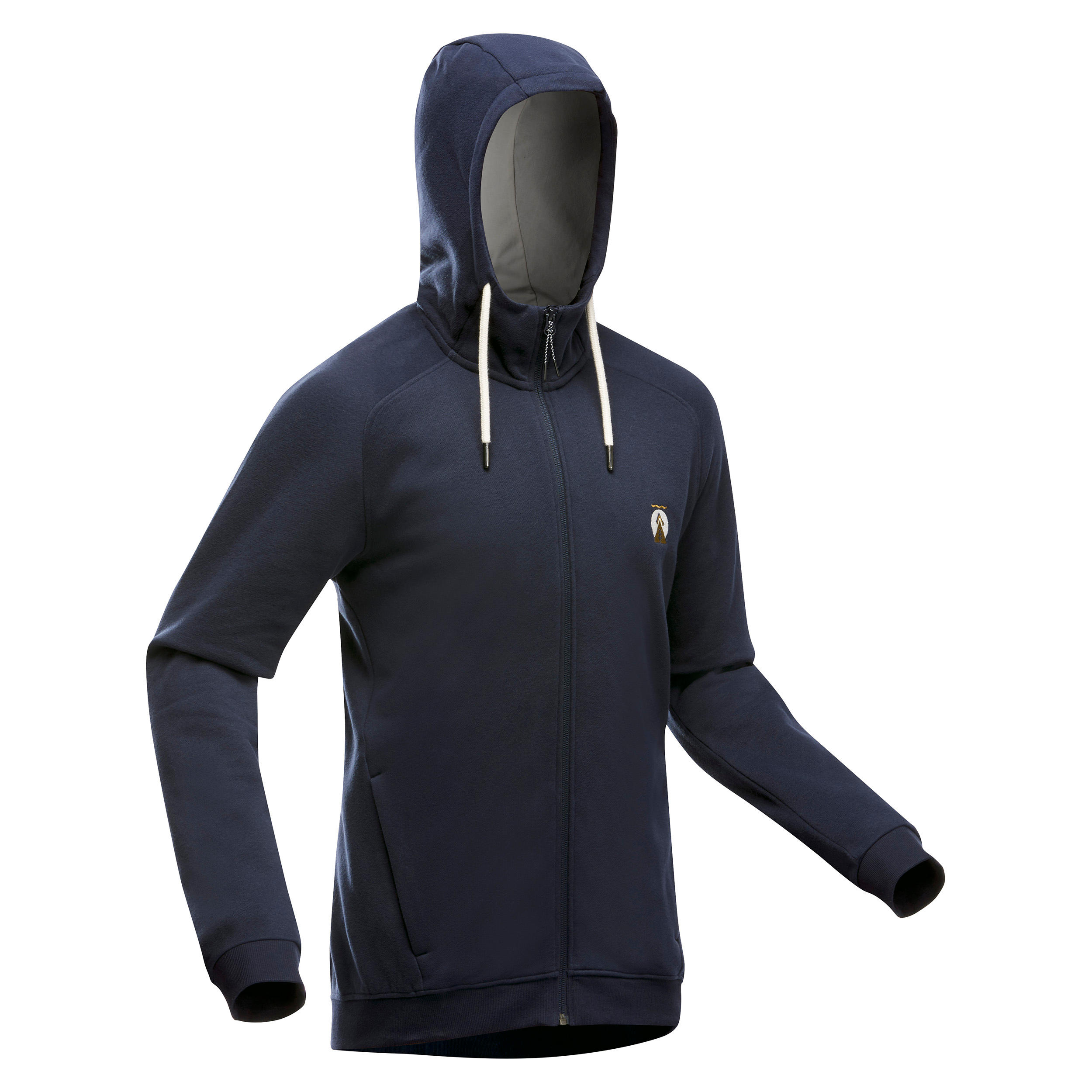 Quechua Sweatjacke Naturwandern NH150 mit Kapuze und Reißverschluss Herren blau