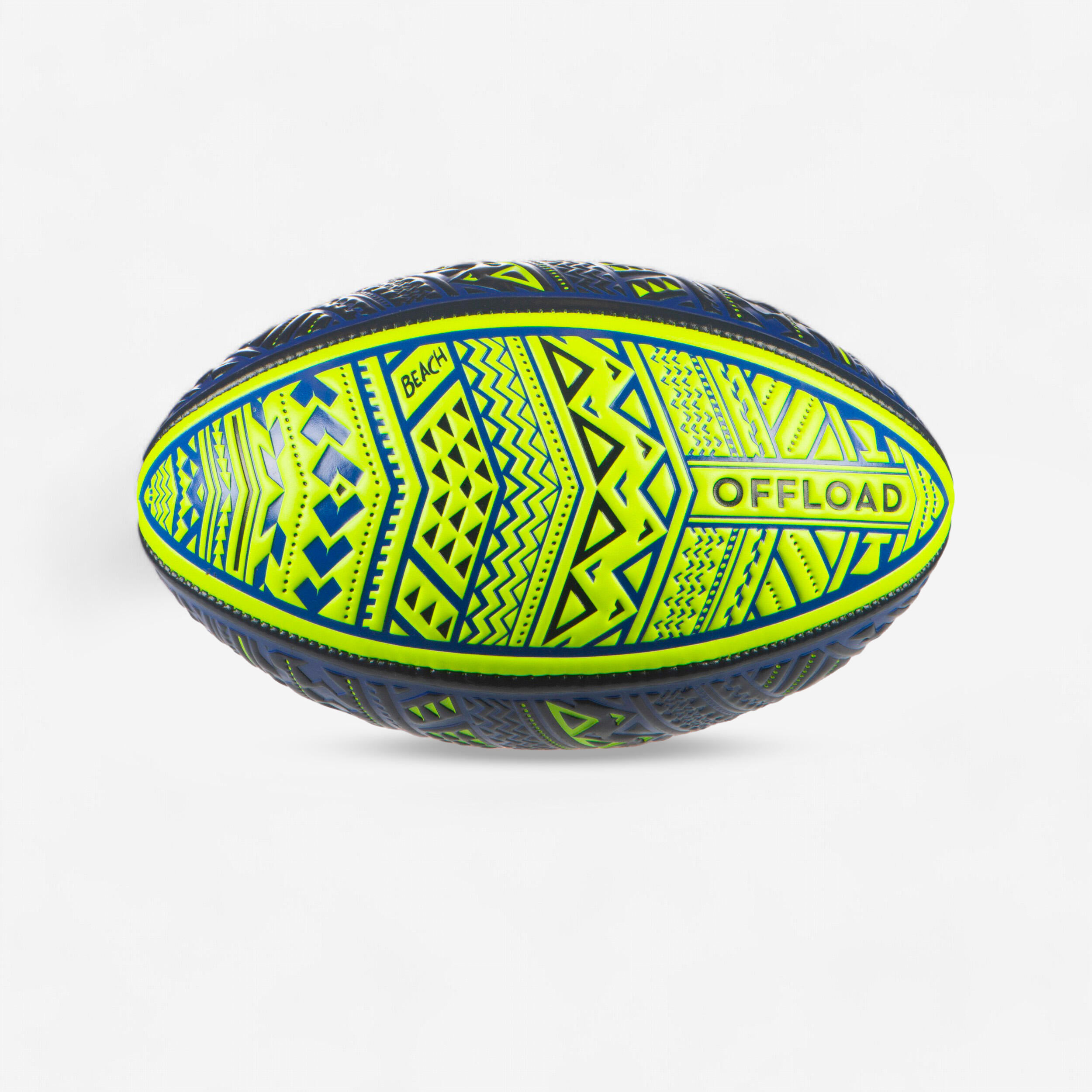 Offload Beach-Rugbyball R100 Midi Tropical blau/gelb