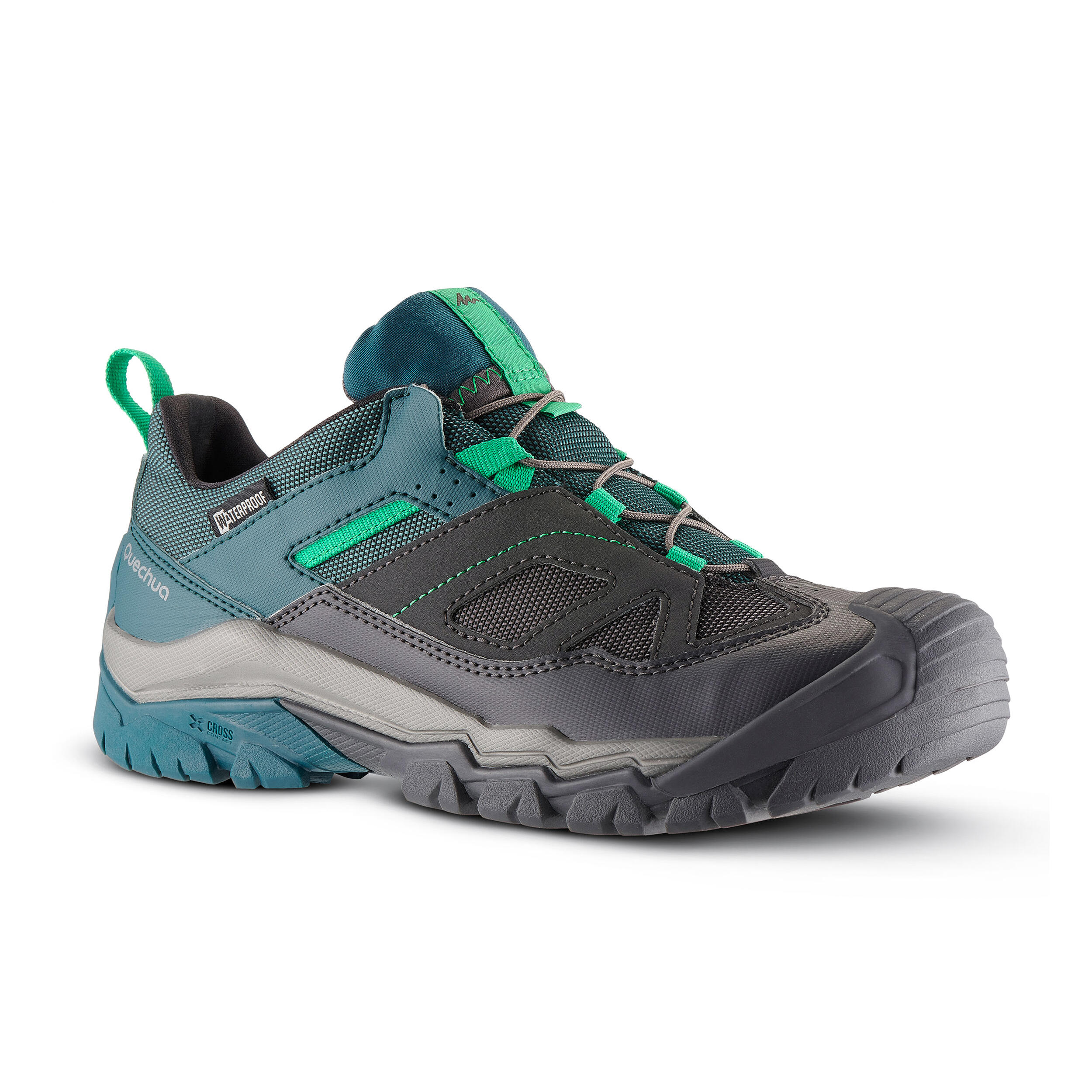 Quechua Wanderschuhe Crossrock mit Schnürung wasserdicht Kinder Gr. 35–38 grün