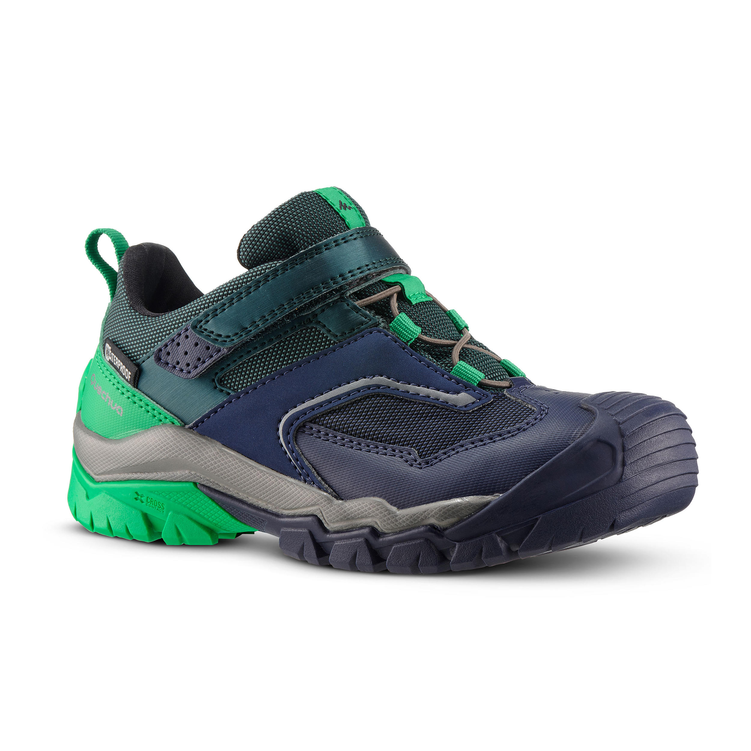 Quechua Wanderschuhe Crossrock Wasserdicht Klettverschluss Kinder Gr. 28–34 grün