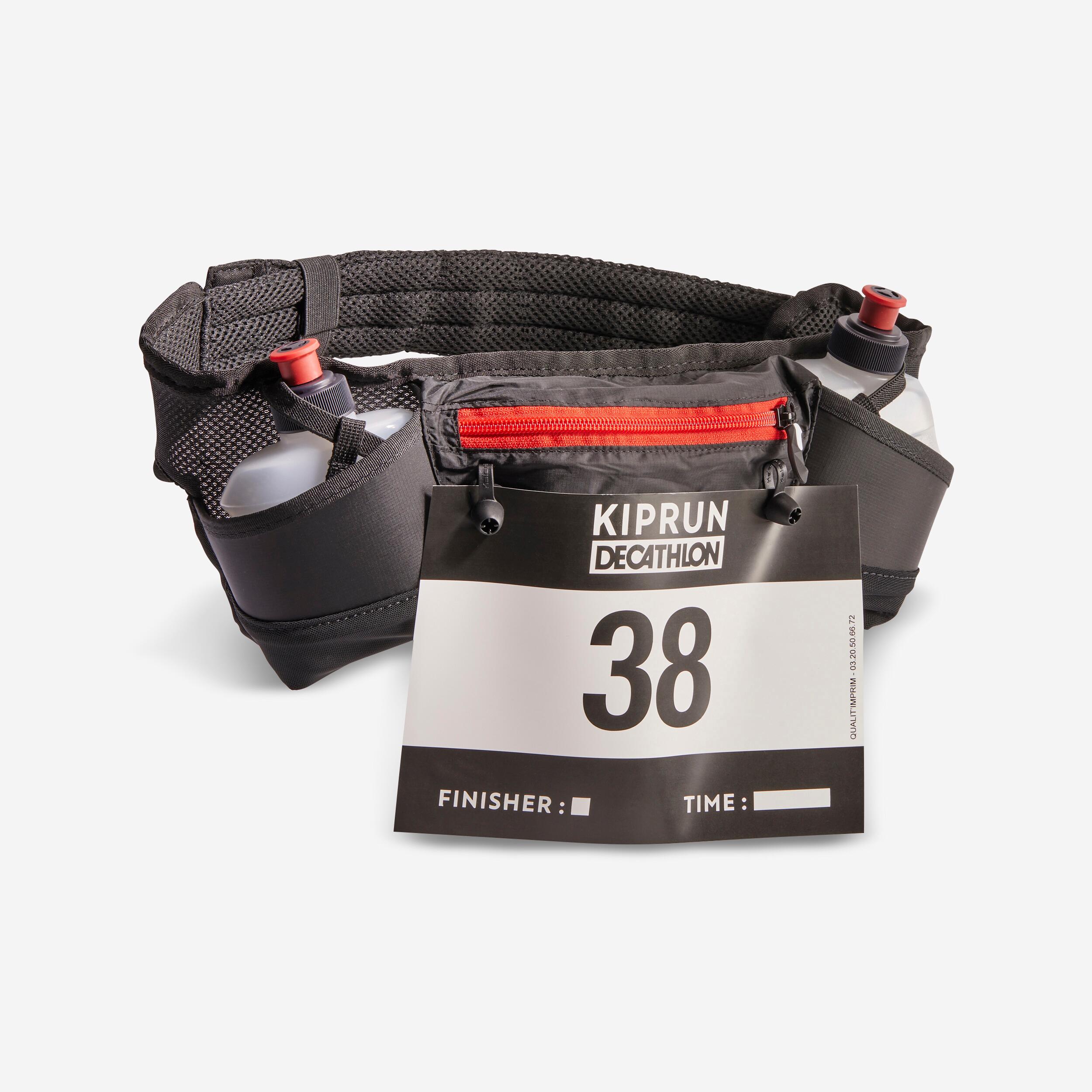 Kiprun Trinkgürtel Laufsport mit Flaschen 250 ml + Startnummernhalter