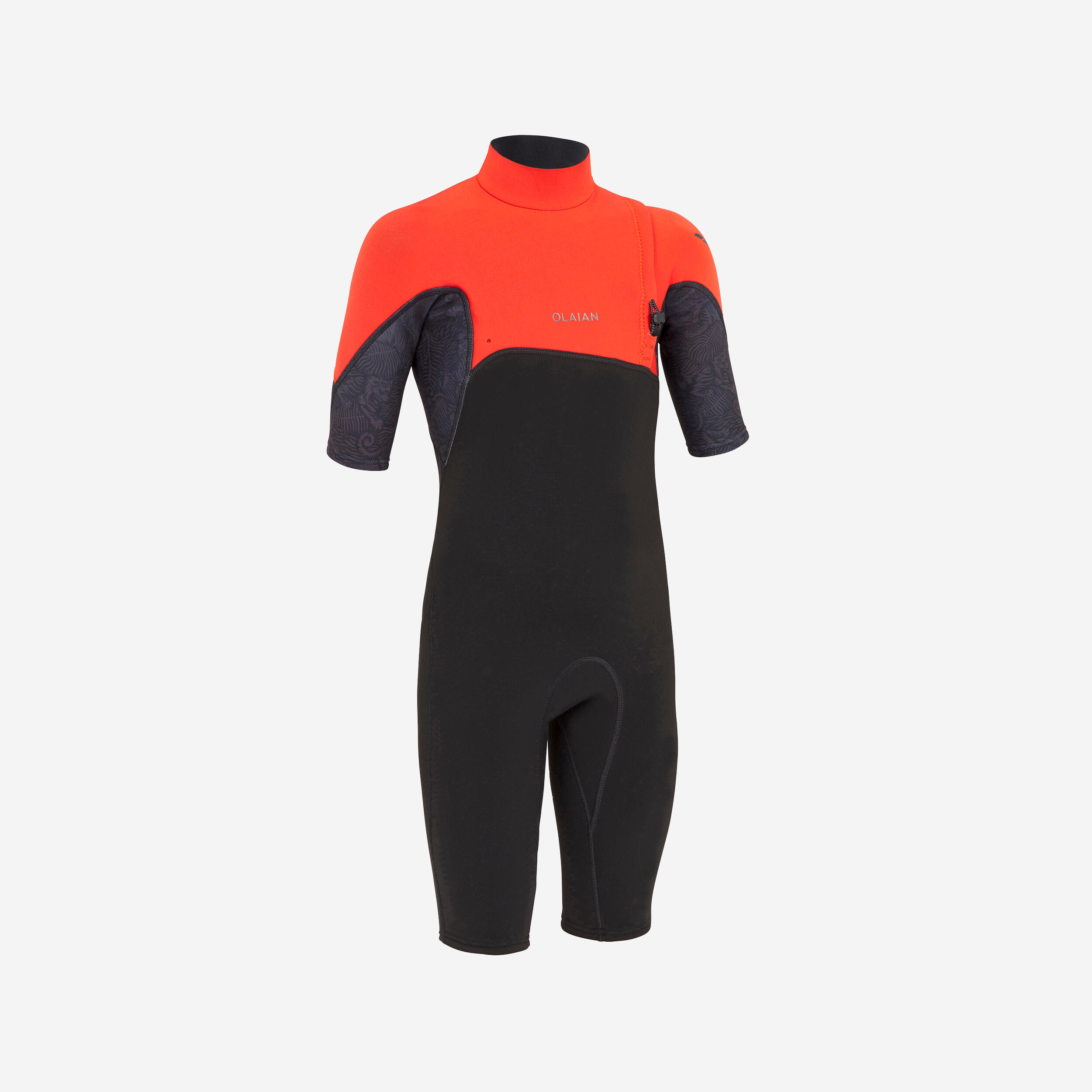 Olaian Neoprenanzug Shorty 900 Surfen 1,5 mm Kinder schwarz/rot