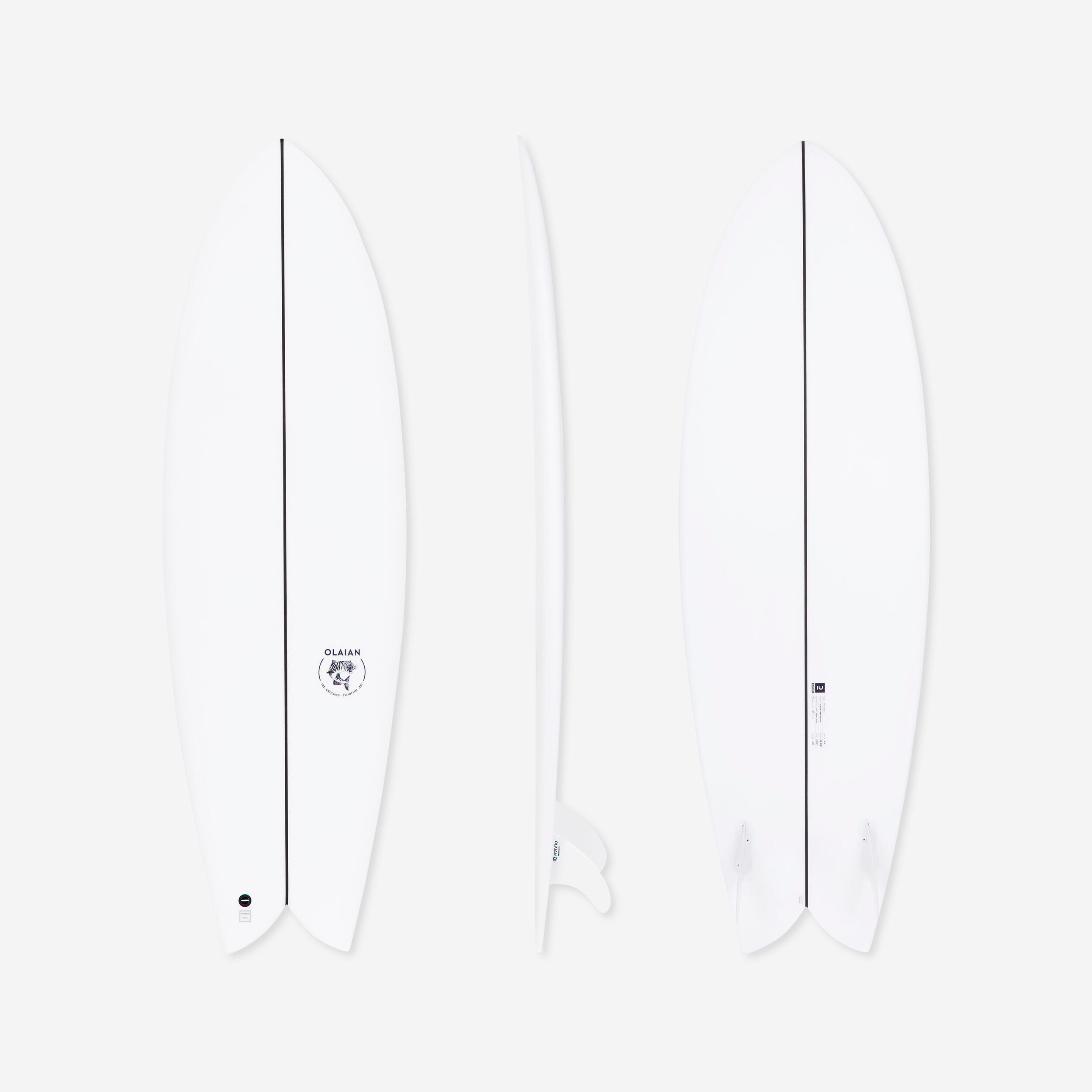 Olaian Surfboard 900 Fish 5'8" 35 L inkl. 2 Twin-Finnen