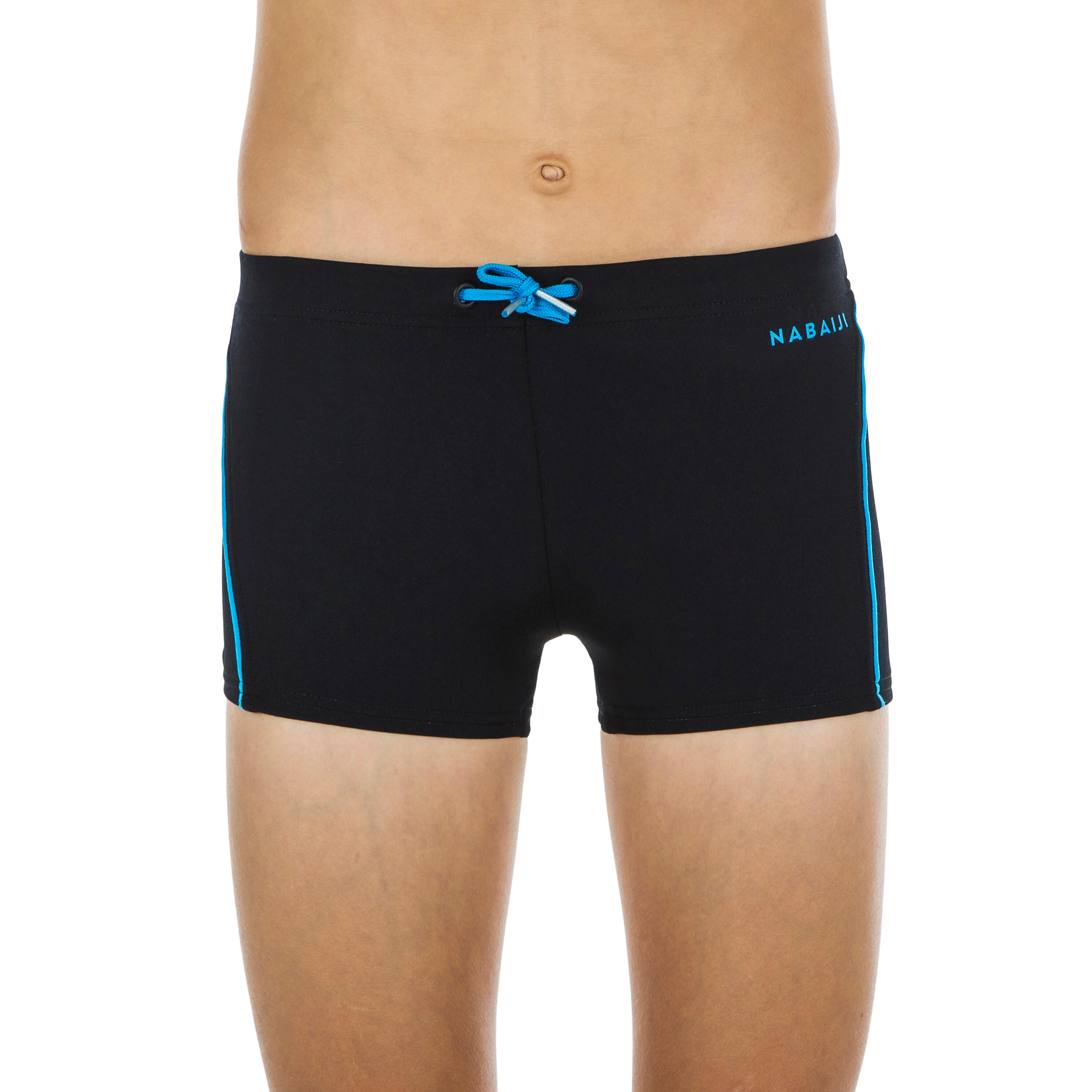 Nabaiji Badehose Boxer 100 Plus Jungen chlorresistent schwarz