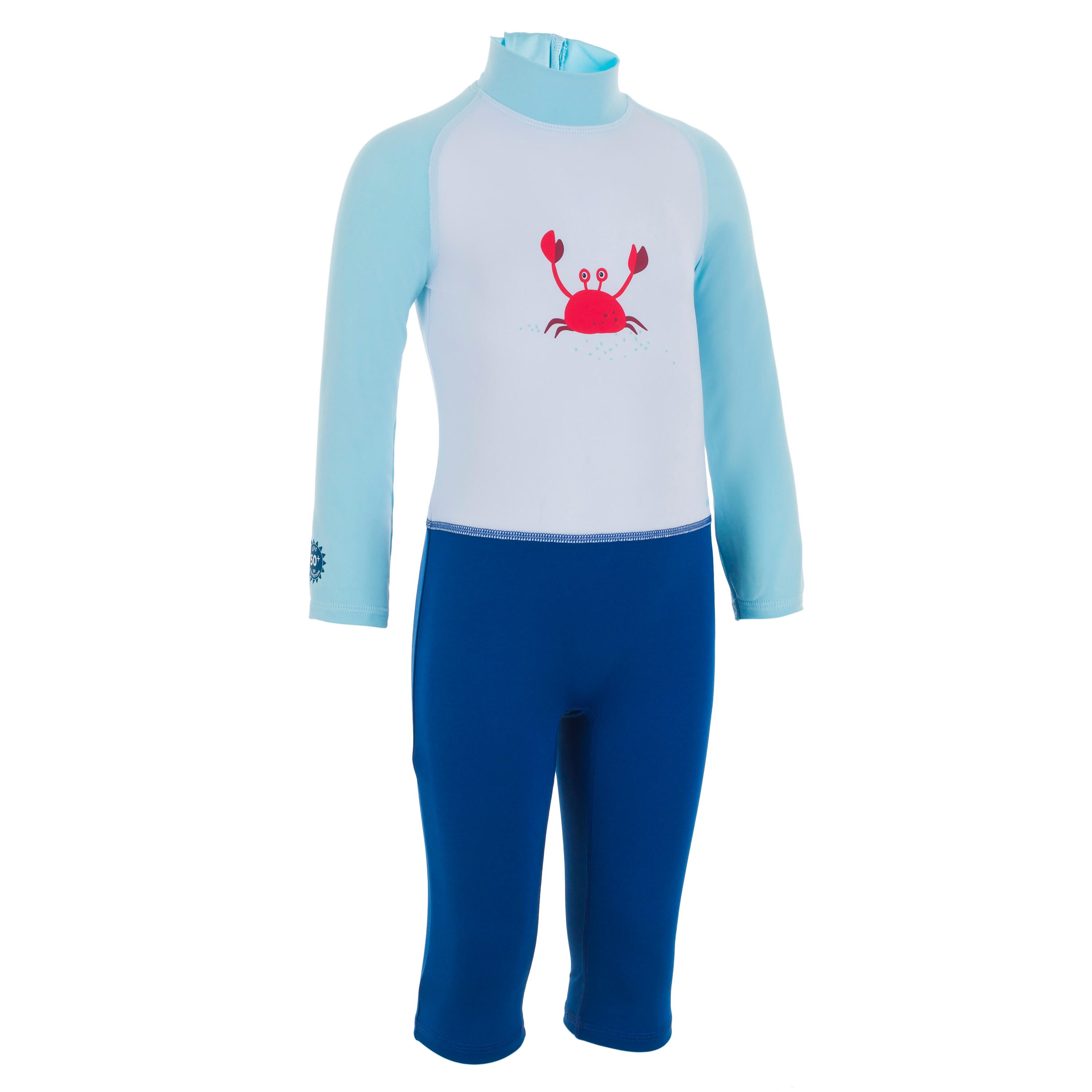 Nabaiji UV-Schwimmanzug Babys/Kleinkinder UV-Schutz 50+ blau/weiß/bedruckt