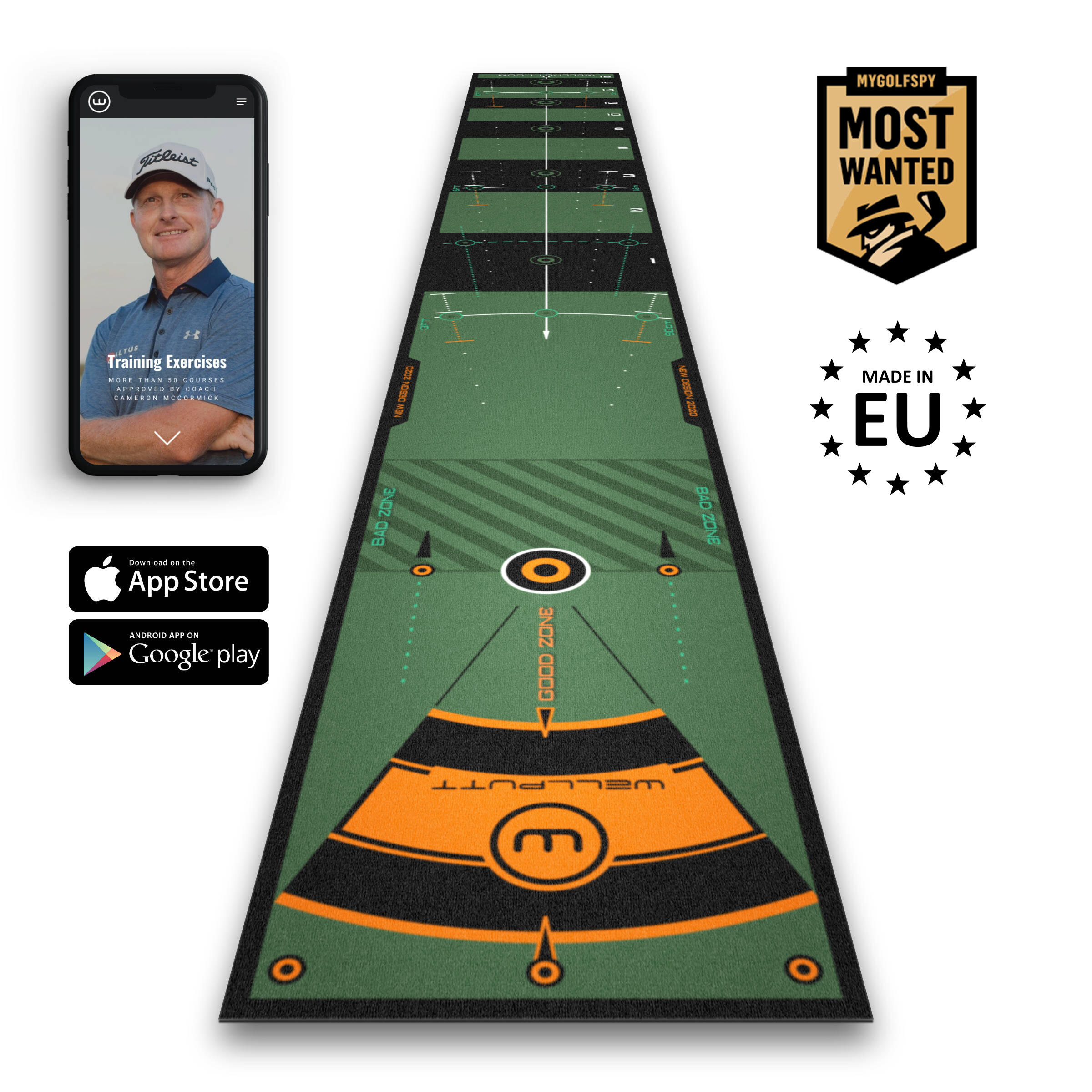 Wellputt Putting-Matte Wellputt 4 m grün