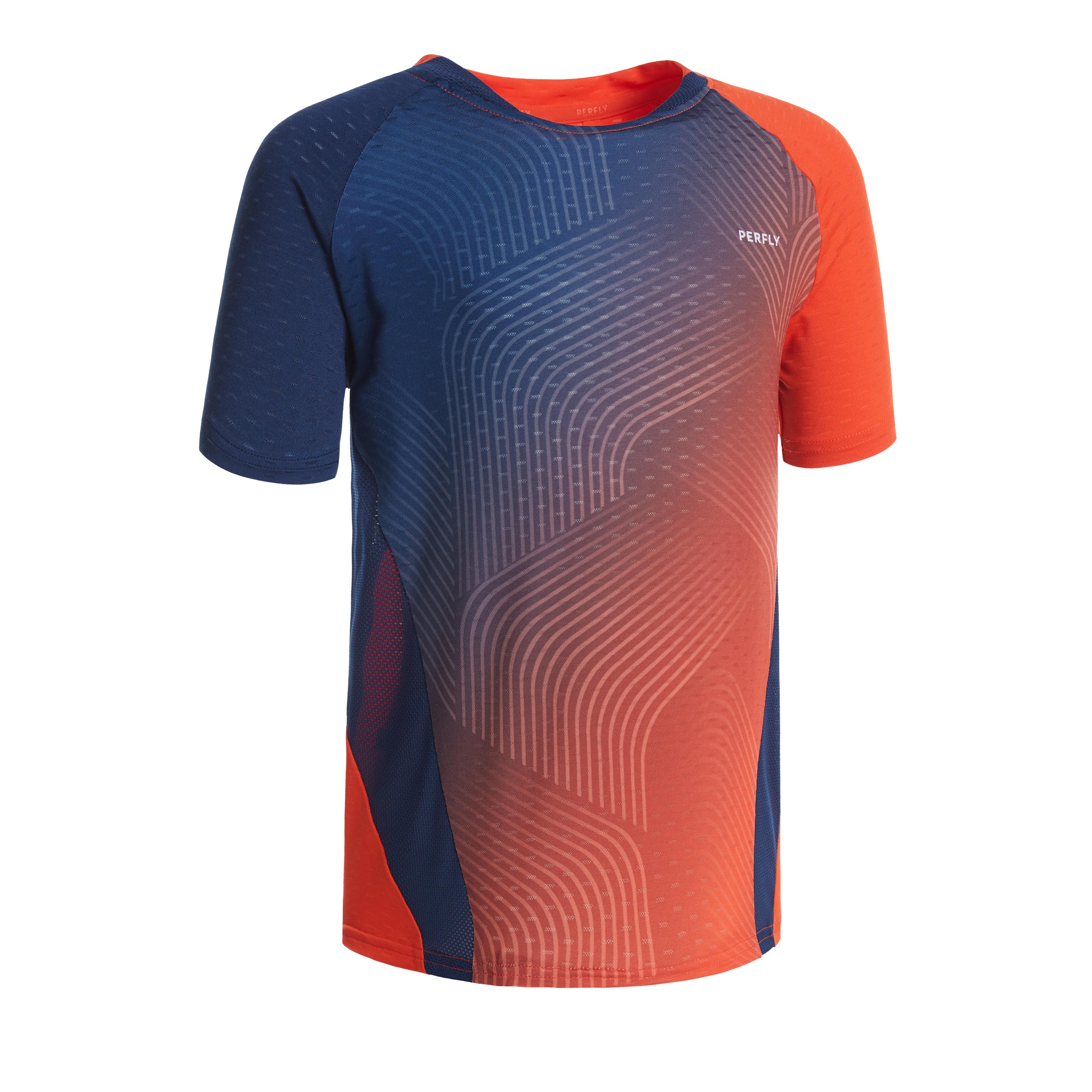 Perfly Kinder Badminton T-Shirt - 560 marineblau/rot