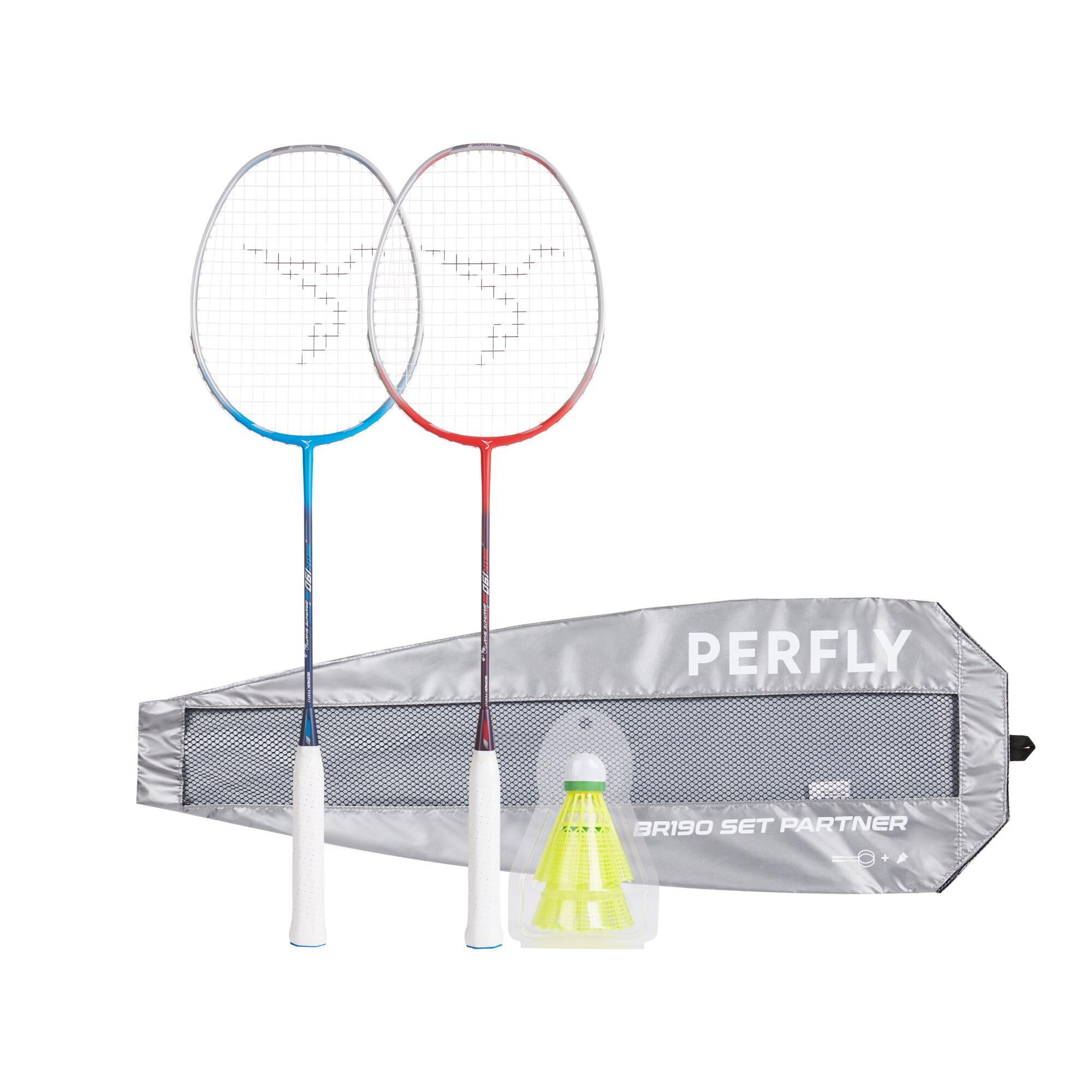 Perfly Badmintonschläger BR190 Set Partner rot/blau