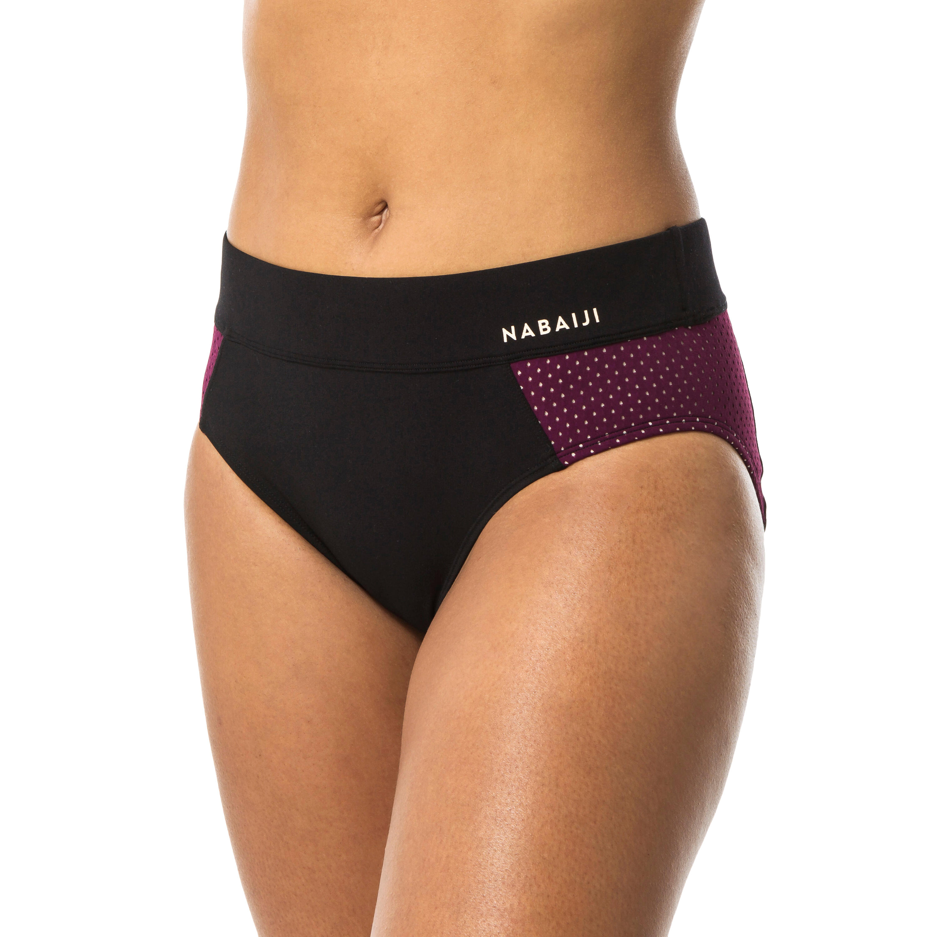 Nabaiji Sportbikini-Hose Slip Luna Aquagym Aqua-Cycling Damen schwarz/bordeaux