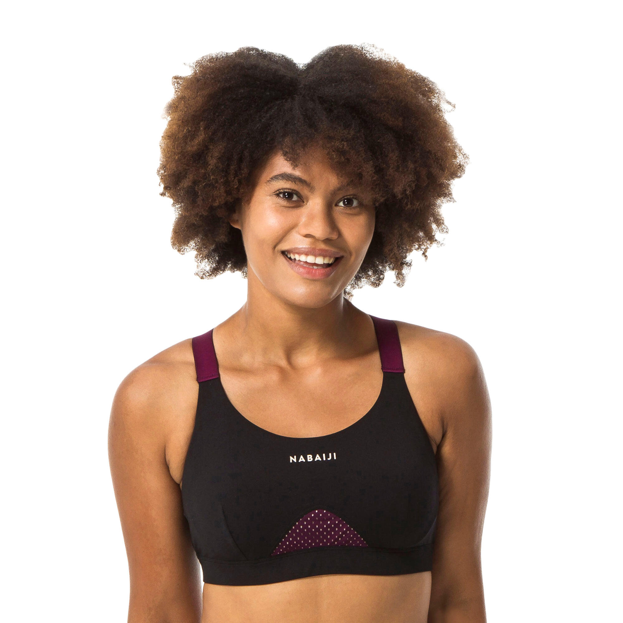 Nabaiji Sportbikini Oberteil Aquagym Aquabiking Elea Damen schwarz/bordeaux