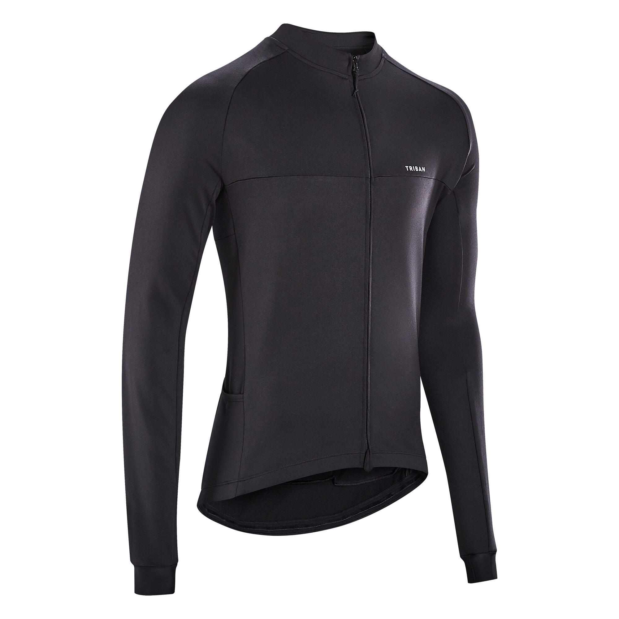 Triban Radtrikot langarm RC100 Herren schwarz