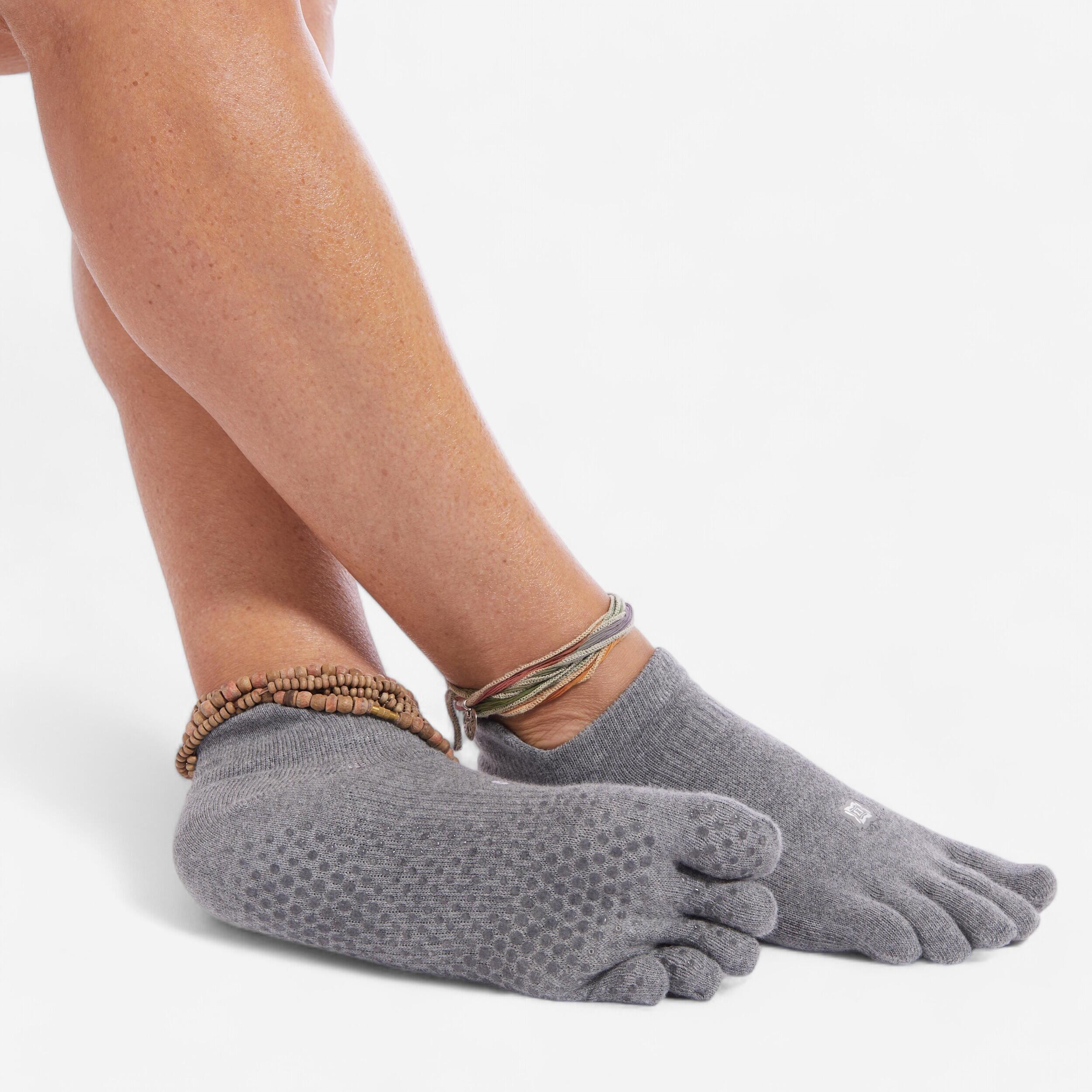 Kimjaly Zehensocken rutschfest Yoga graumeliert